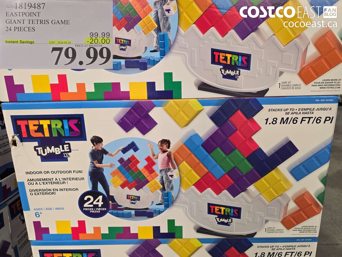 1819487 EASTPOINT GIANT TETRIS GAME 24 PIECES ($20.00 INSTANT SAVINGS EXPIRES ON 2026-05-24) $79.99