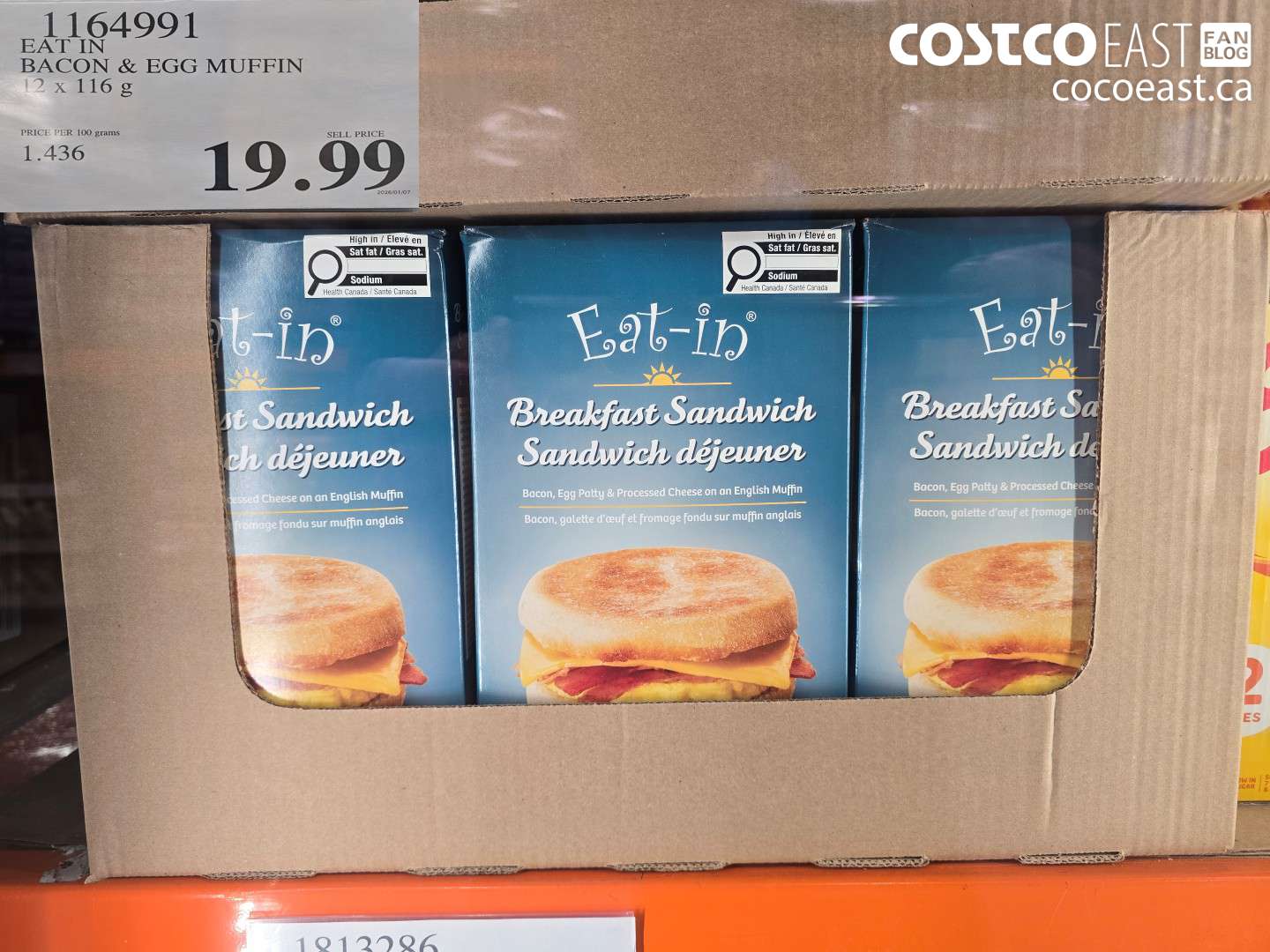 1164991 EAT IN BACON & EGG MUFFIN 12 X 116 G $19.99