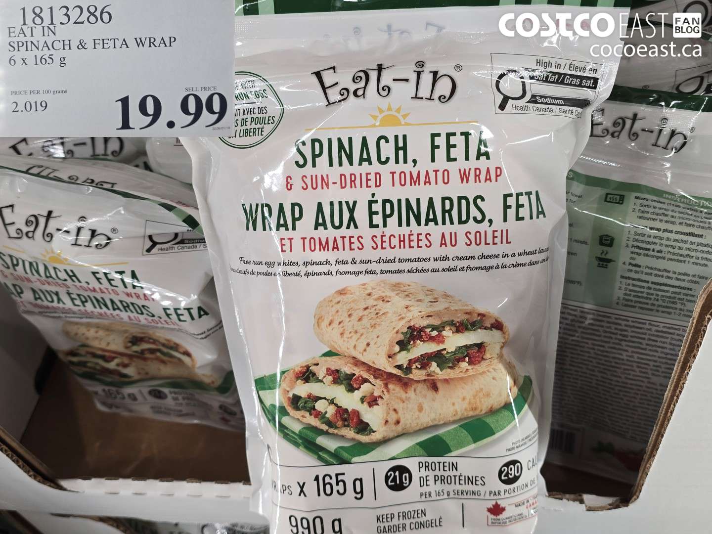 1813286 EAT IN SPINACH & FETA WRAP 6 X 165 G $19.99