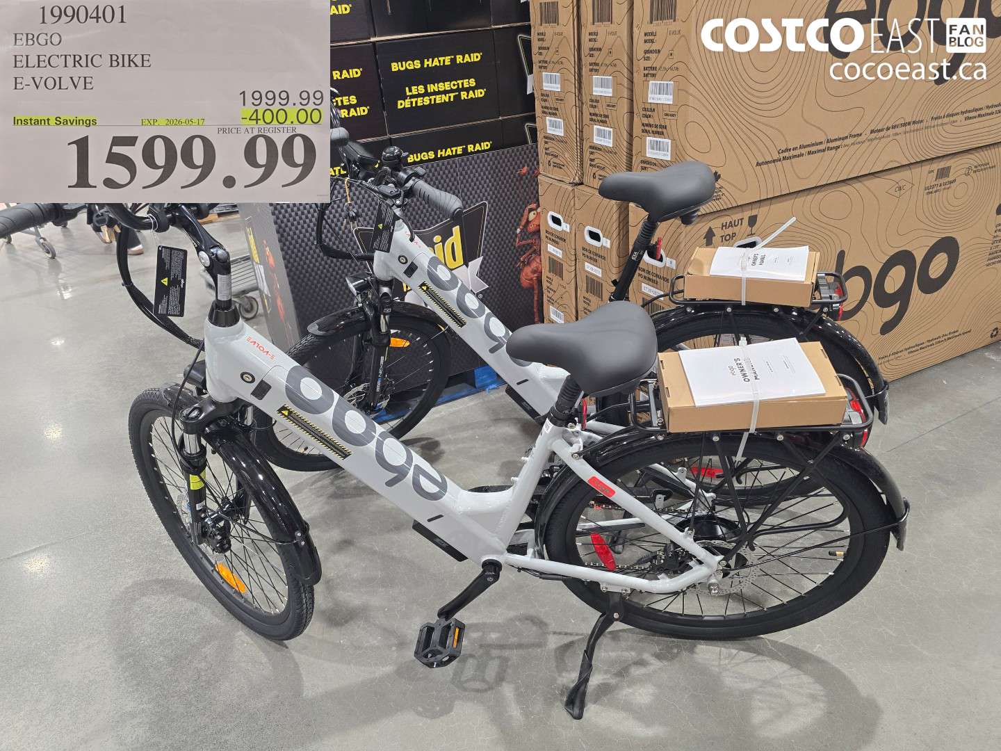 1990401 EBGO ELECTRIC BIKE E-VOLVE ($400.00 INSTANT SAVINGS EXPIRES ON 2026-05-17) $1599.99
