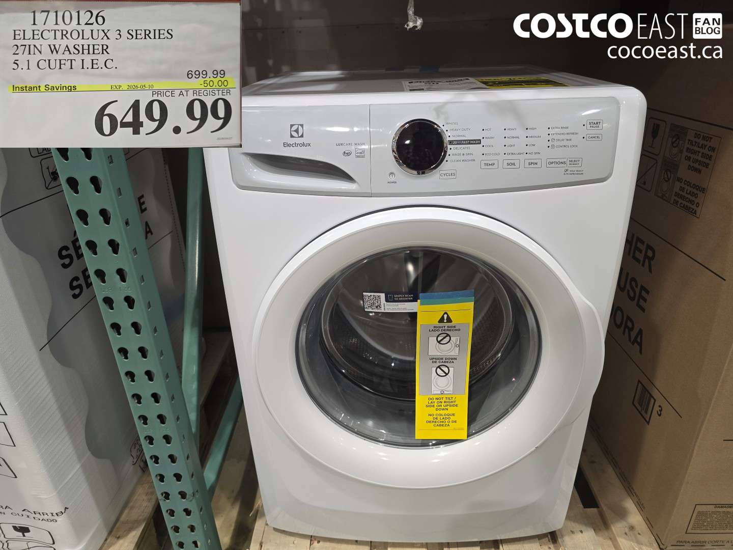 1710126 ELECTROLUX 3 SERIES 27IN WASHER 5.1 CUFT I.E.C. ($50.00 INSTANT SAVINGS EXPIRES ON 2026-05-10) $649.99