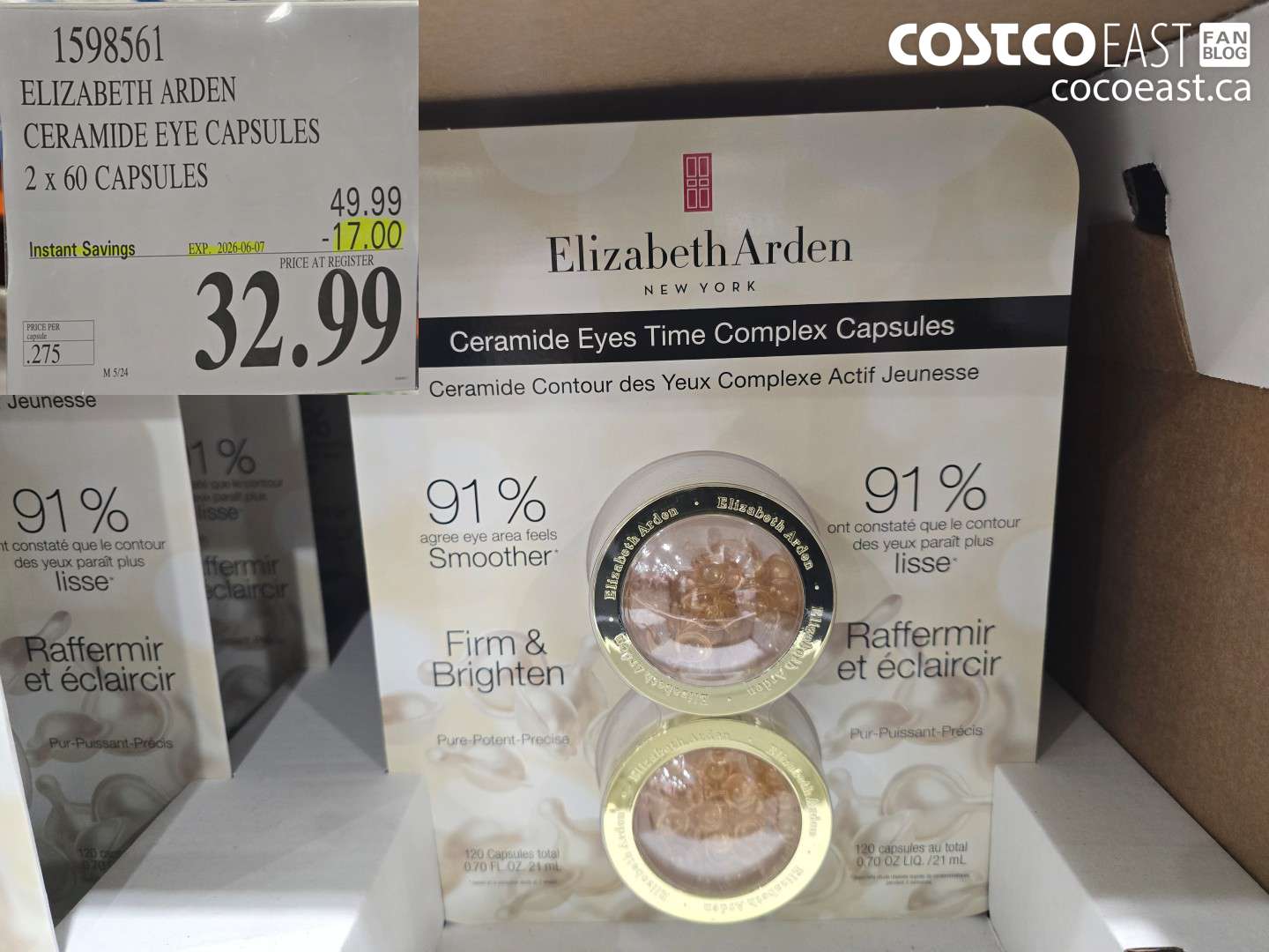 1598561 ELIZABETH ARDEN CERAMIDE EYE CAPSULES 2 X 60 CAPSULES ($17.00 INSTANT SAVINGS EXPIRES ON 2026-06-07) $32.99