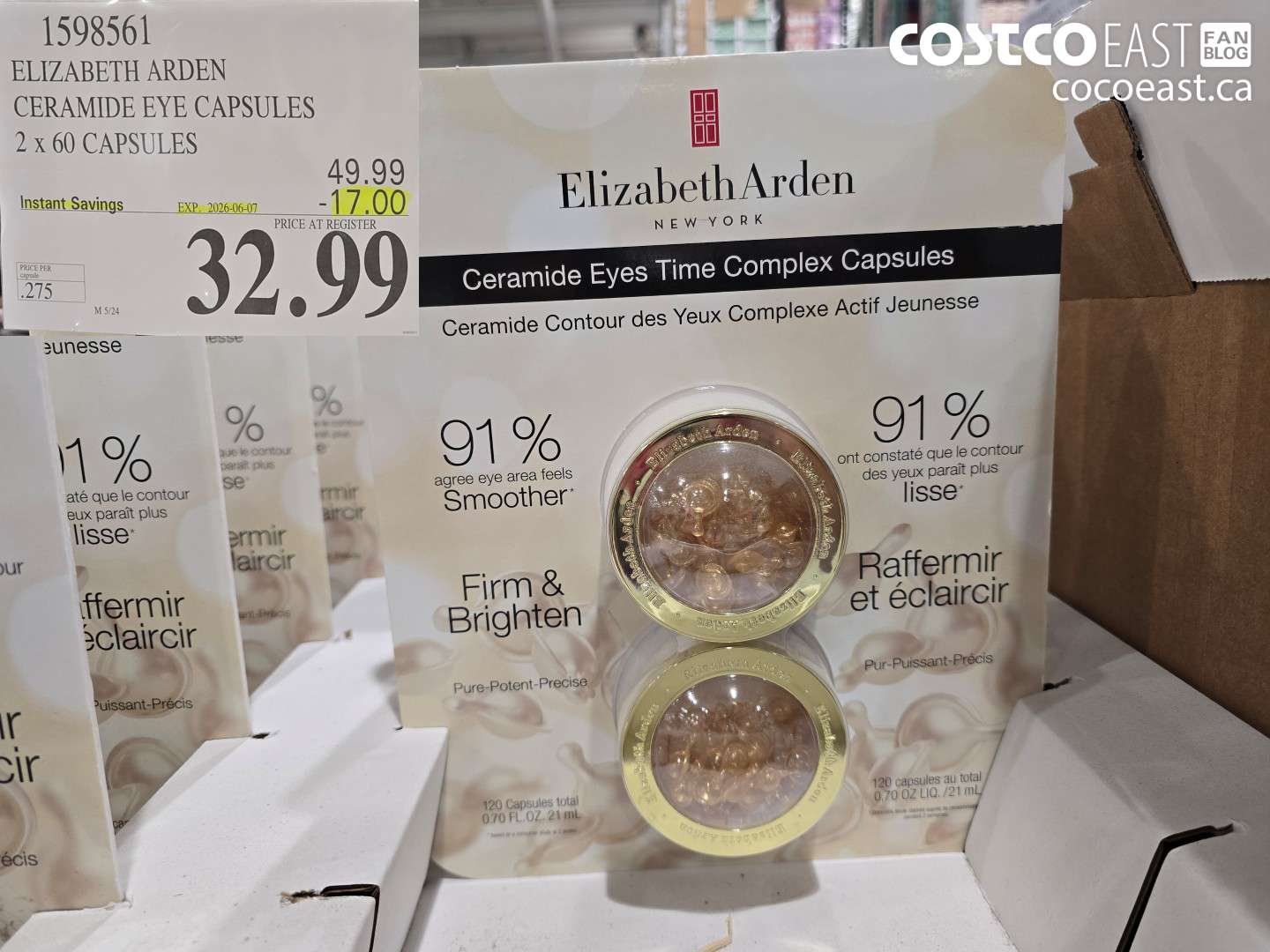 1598561 ELIZABETH ARDEN CERAMIDE EYE CAPSULES 2 X 60 CAPSULES ($17.00 INSTANT SAVINGS EXPIRES ON 2026-06-07) $32.99
