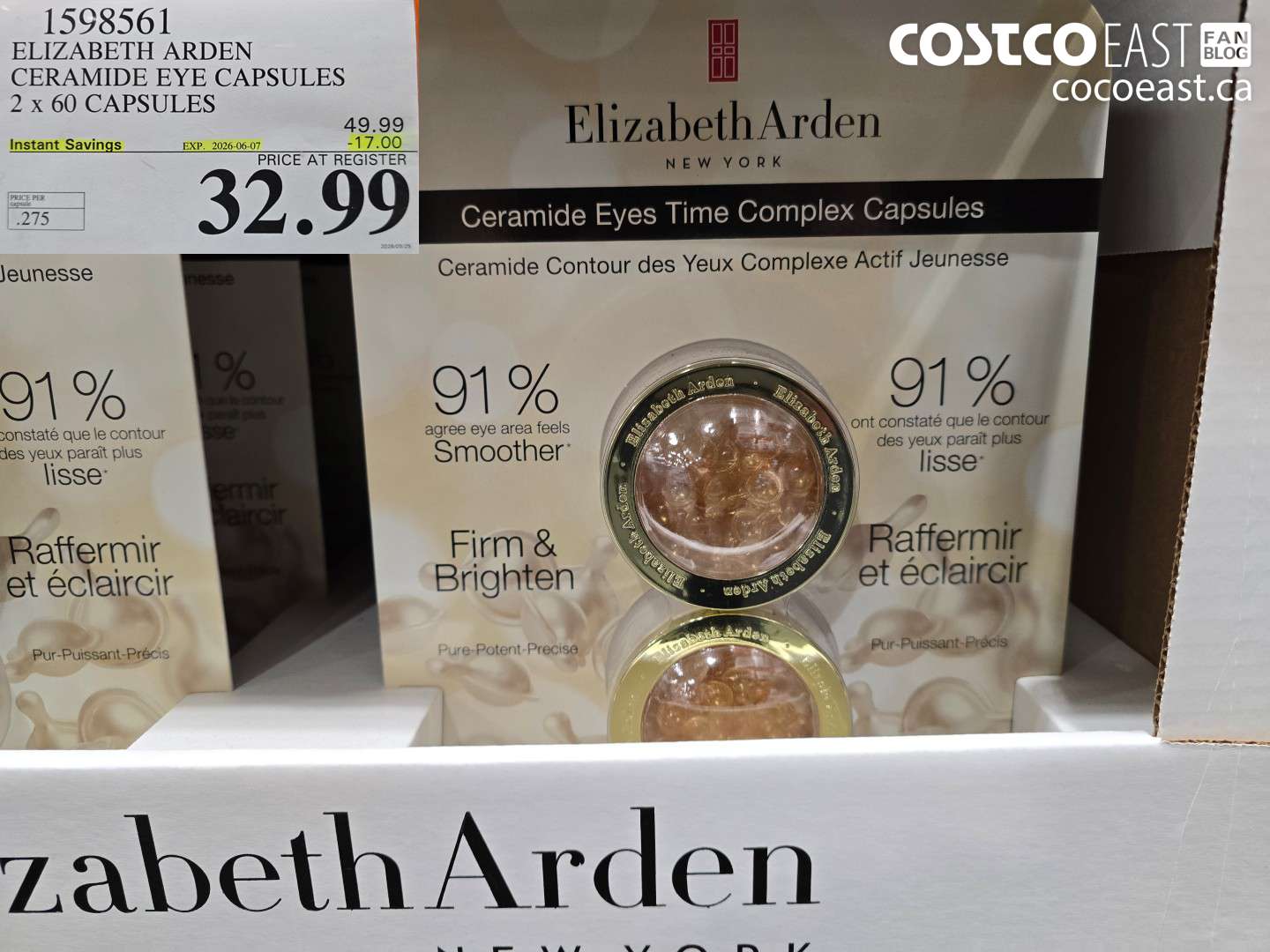 1598561 ELIZABETH ARDEN CERAMIDE EYE CAPSULES 2 X 60 CAPSULES ($17.00 INSTANT SAVINGS EXPIRES ON 2026-06-07) $32.99