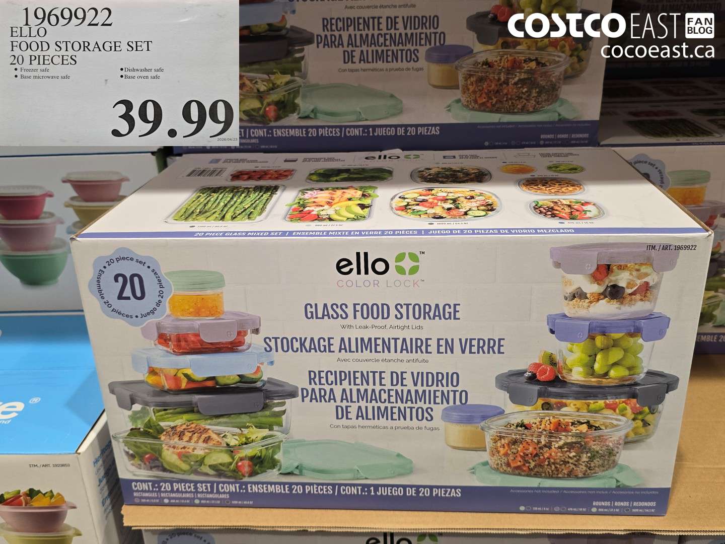1969922 ELLO FOOD STORAGE SET 20 PIECES $39.99