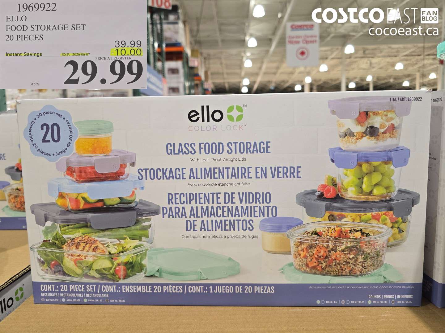 1969922 ELLO FOOD STORAGE SET 20 PIECES ($10.00 INSTANT SAVINGS EXPIRES ON 2026-06-07) $29.99