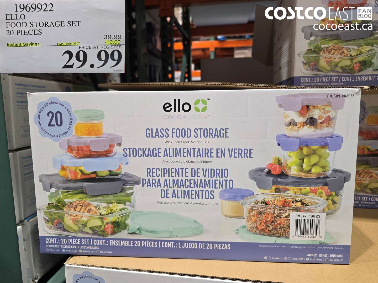 1969922 ELLO FOOD STORAGE SET 20 PIECES ($10.00 INSTANT SAVINGS EXPIRES ON 2026-06-07) $29.99