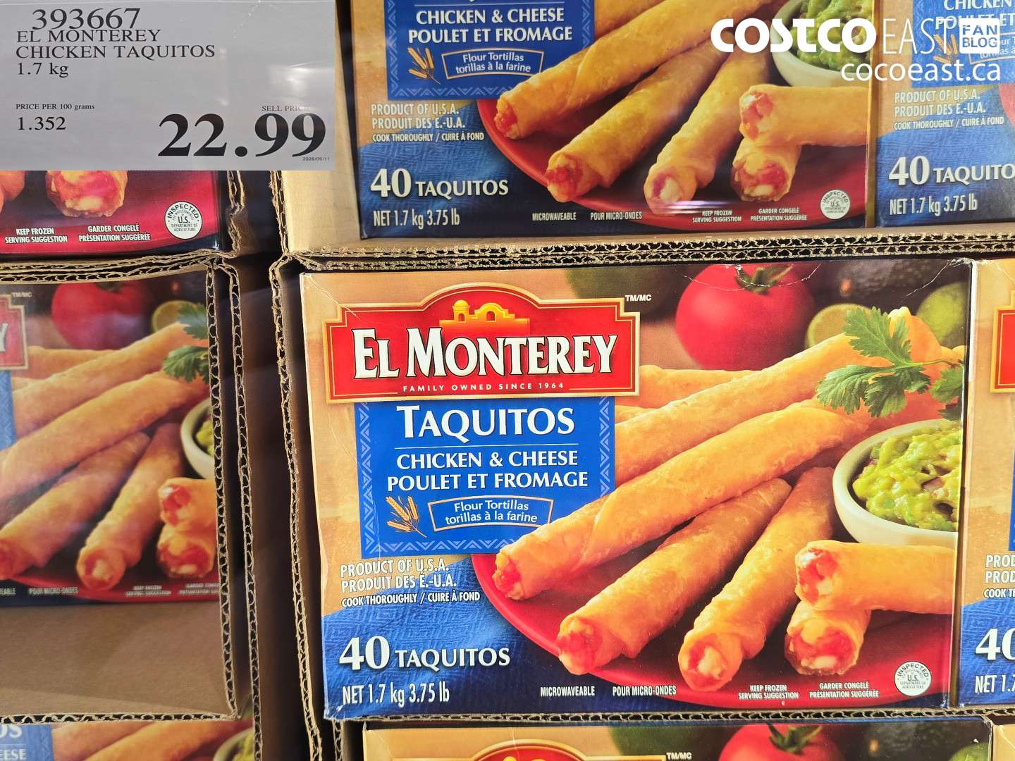 393667 EL MONTEREY CHICKEN TAQUITOS 1.7 KG $22.99