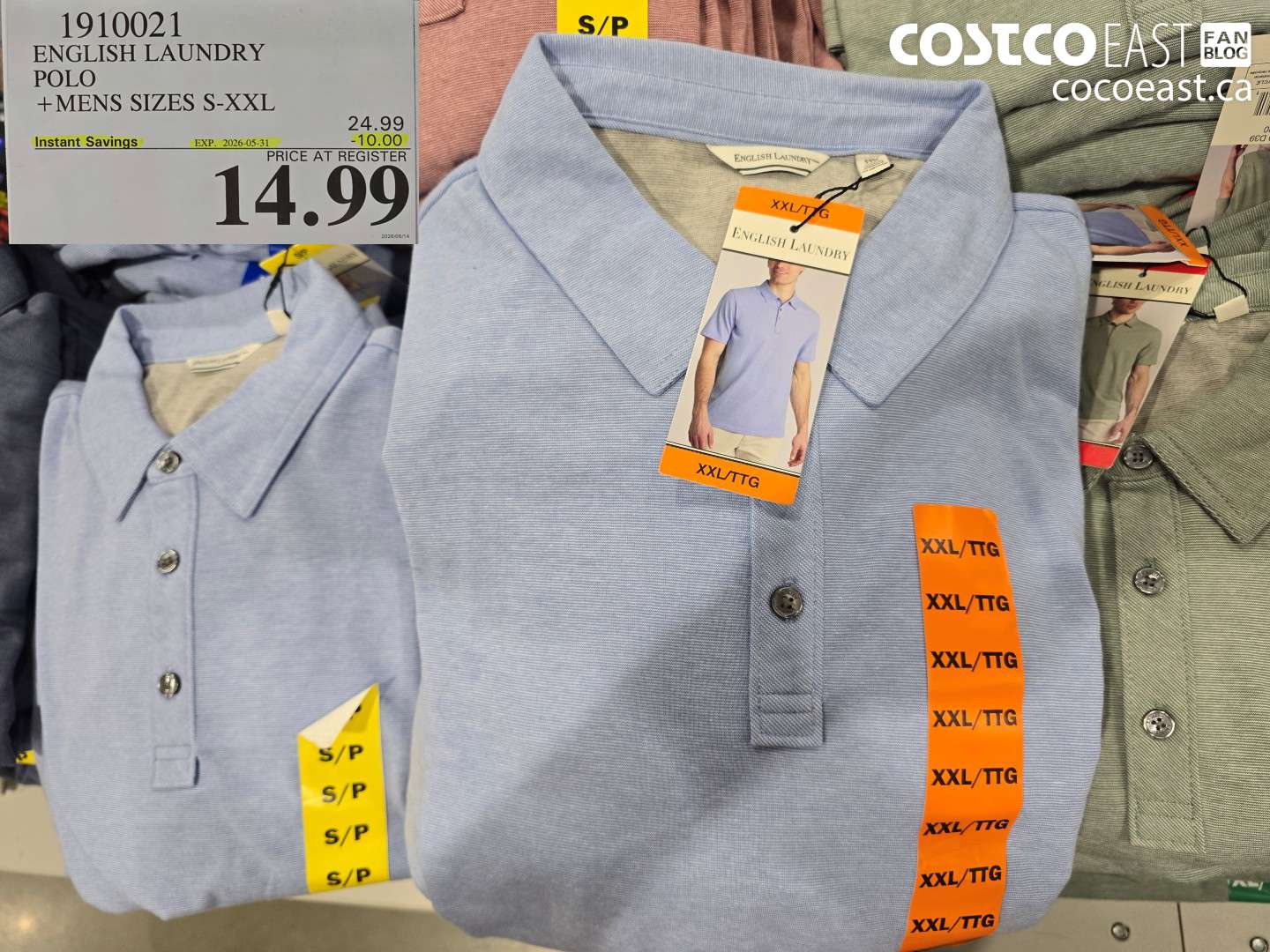 1910021 ENGLISH LAUNDRY POLO MENS SIZES S-XXL ($10.00 INSTANT SAVINGS EXPIRES ON 2026-05-31) $14.99