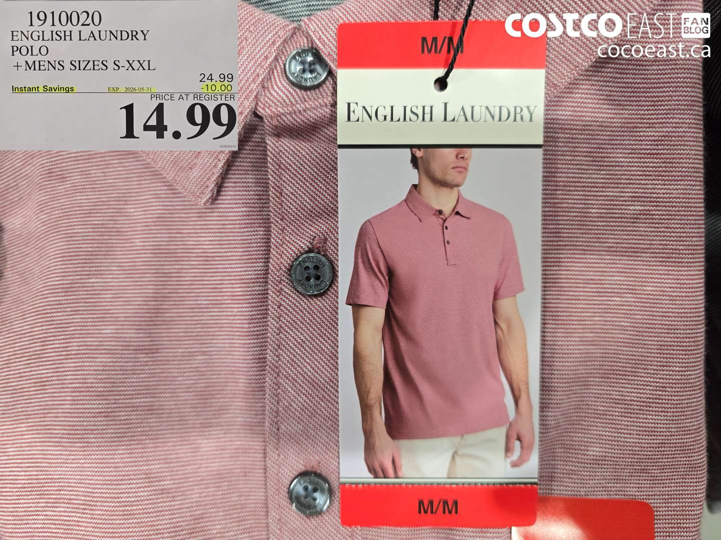 1910020 ENGLISH LAUNDRY POLO MENS SIZES S-XXL ($10.00 INSTANT SAVINGS EXPIRES ON 2026-05-31) $14.99