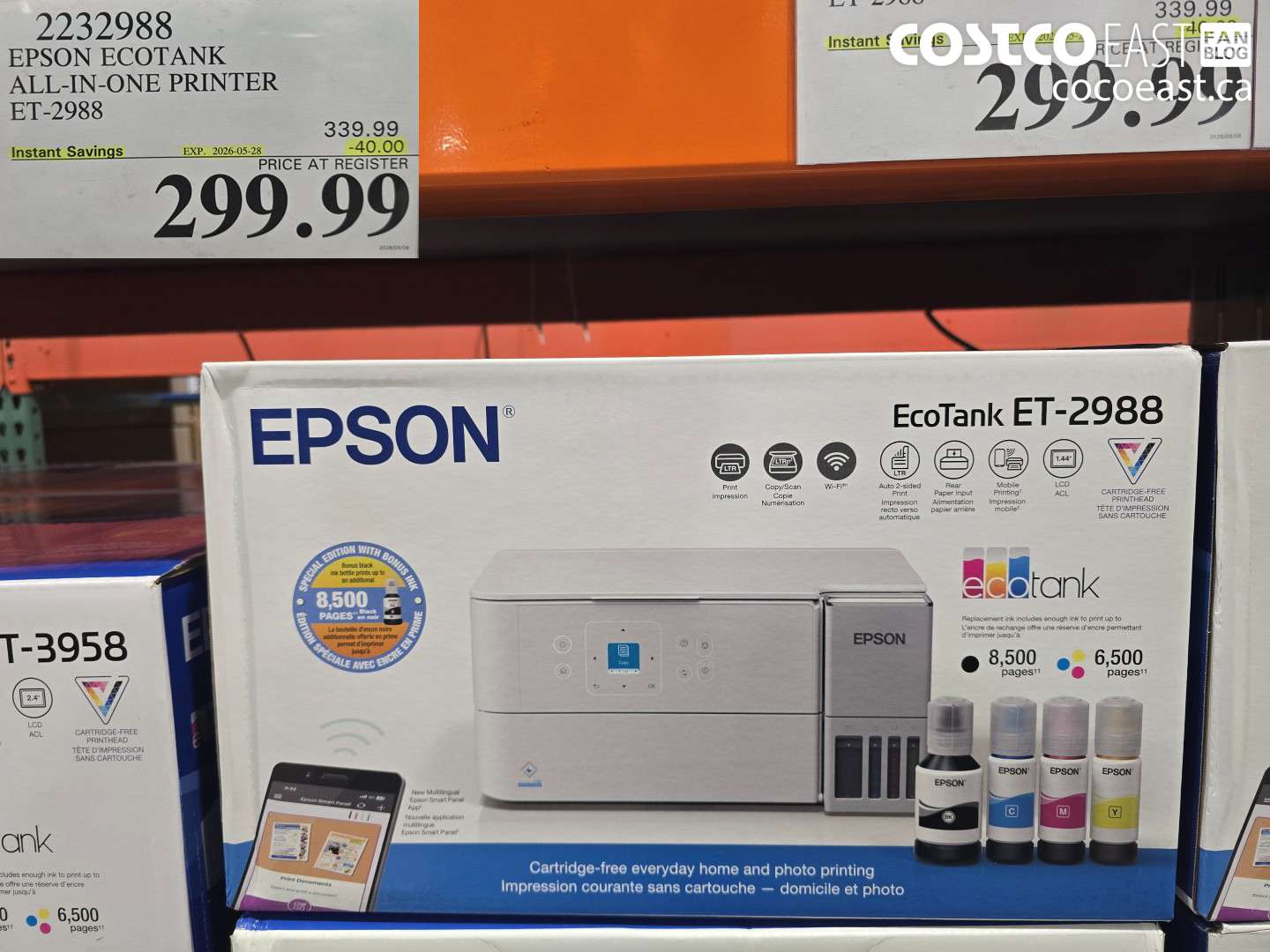 2232988 EPSON ECOTANK ALL-IN-ONE PRINTER ET-2988 ($40.00 INSTANT SAVINGS EXPIRES ON 2026-05-28) $299.99