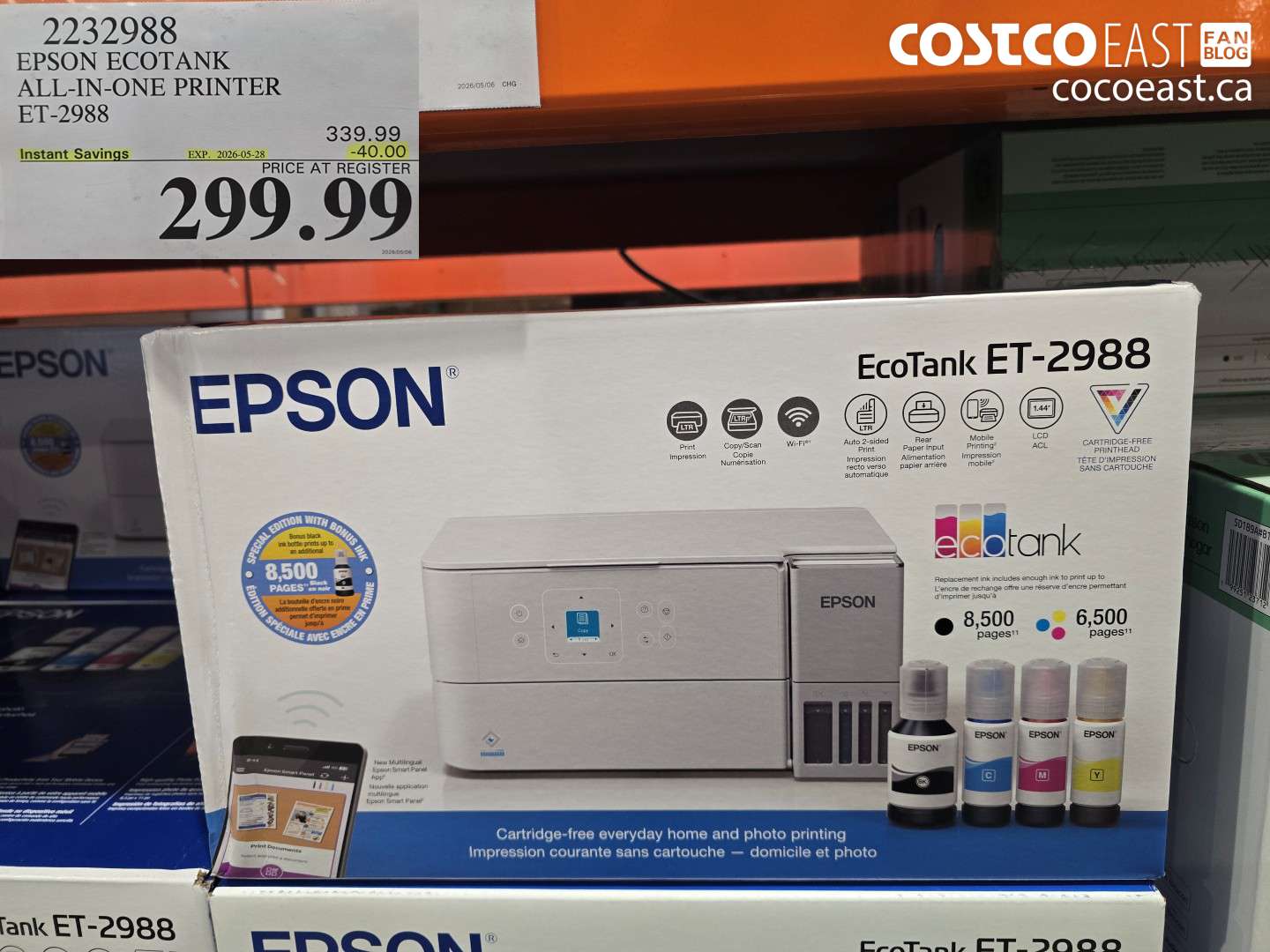 2232988 EPSON ECOTANK ALL-IN-ONE PRINTER ET-2988 ($40.00 INSTANT SAVINGS EXPIRES ON 2026-05-28) $299.99