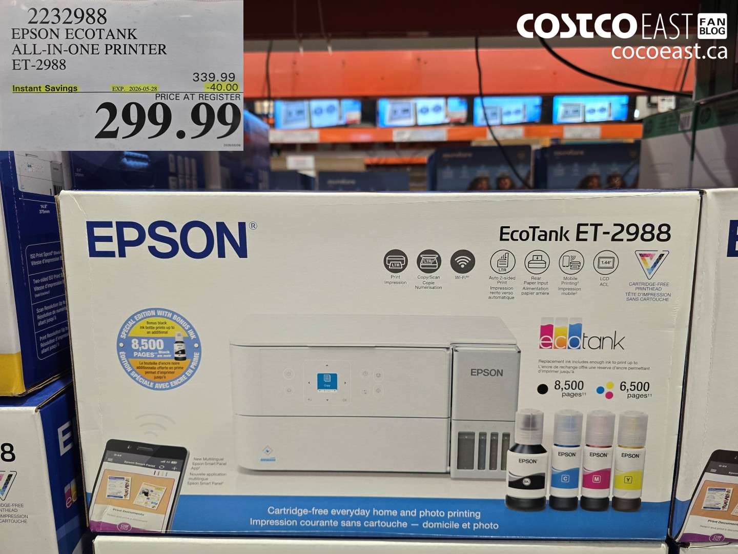 2232988 EPSON ECOTANK ALL-IN-ONE PRINTER ET-2988 ($40.00 INSTANT SAVINGS EXPIRES ON 2026-05-28) $299.99