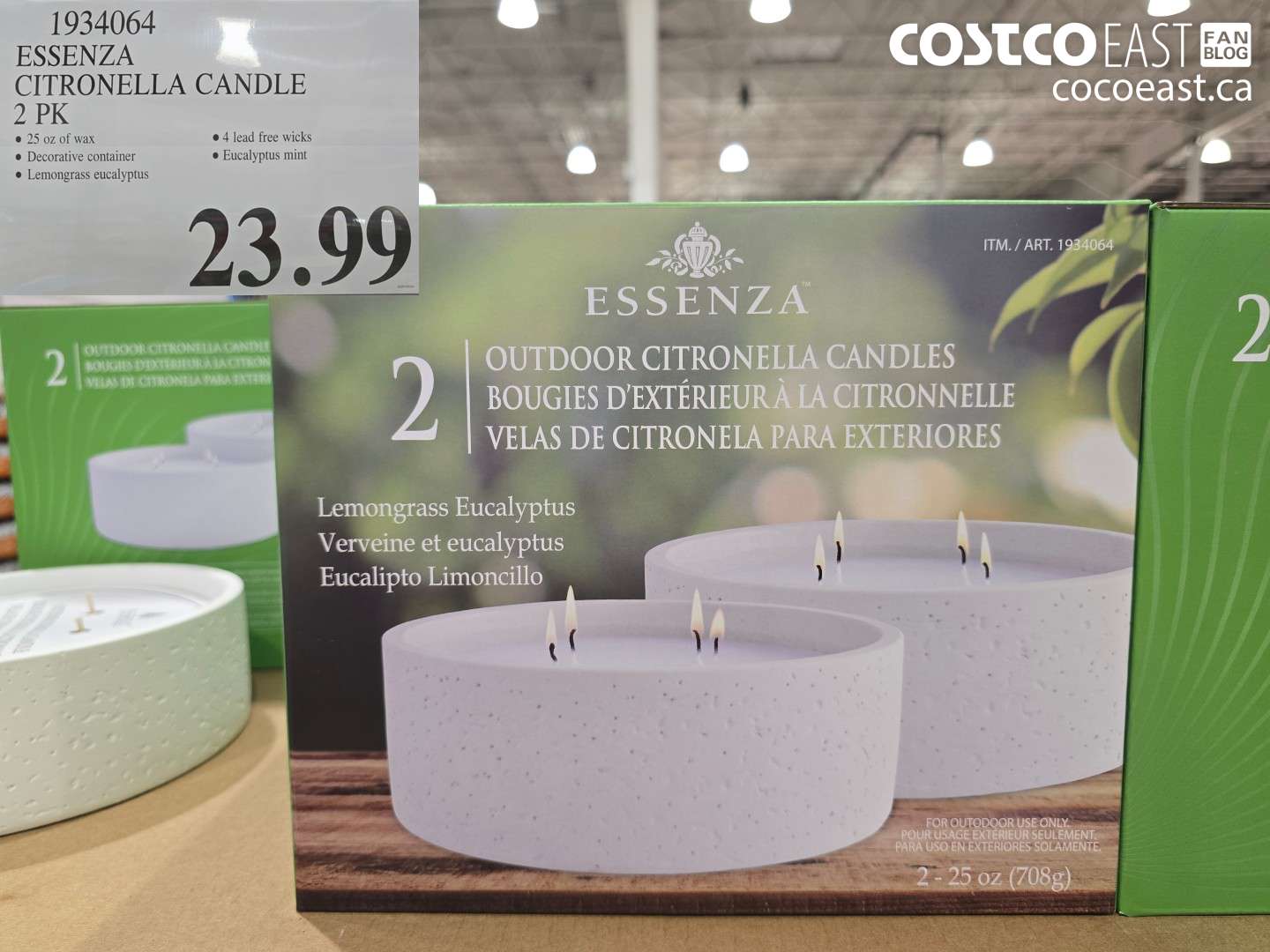1934064 ESSENZA CITRONELLA CANDLE 2 PK $23.99