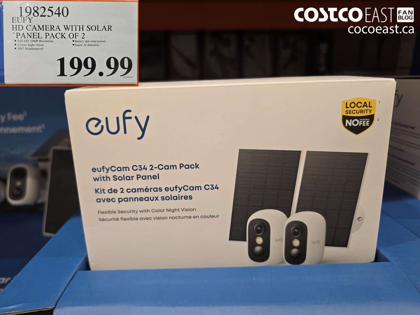 1982540 EUFY HD CAMERA WITH SOLAR PANEL PACK OF 2 $199.99