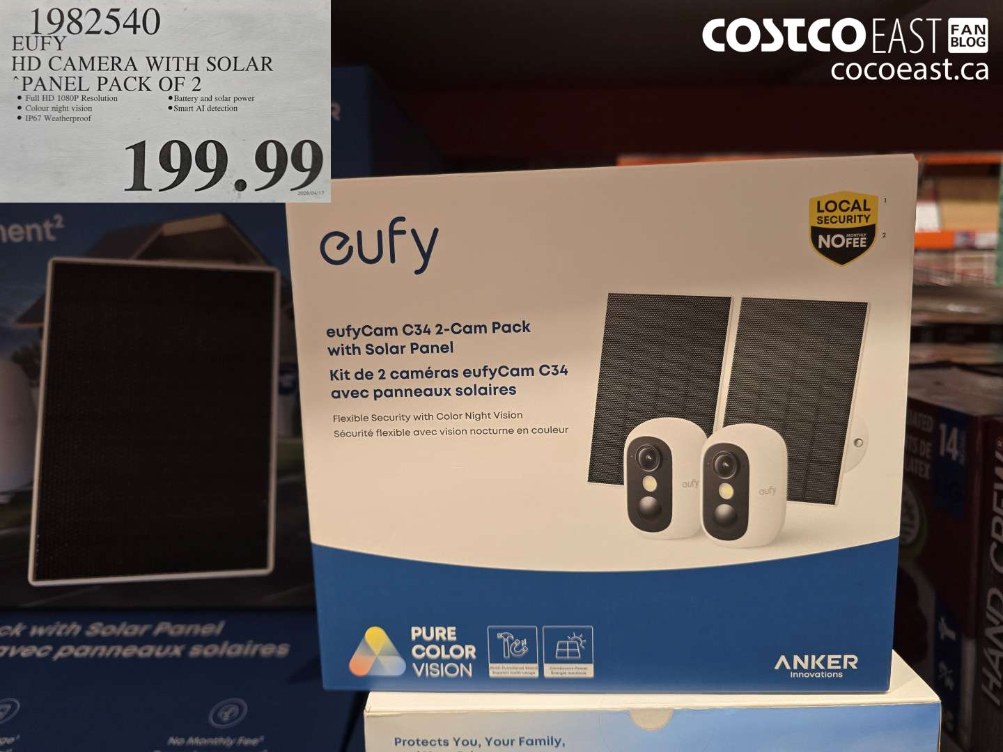 1982540 EUFY HD CAMERA WITH SOLAR PANEL PACK OF 2 $199.99