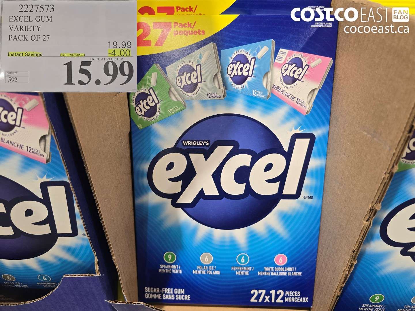 2227573 EXCEL GUM VARIETY PACK OF 27 ($4.00 INSTANT SAVINGS EXPIRES ON 2026-05-24) $15.99