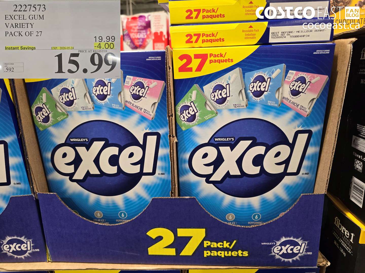 2227573 EXCEL GUM VARIETY PACK OF 27 ($4.00 INSTANT SAVINGS EXPIRES ON 2026-05-24) $15.99