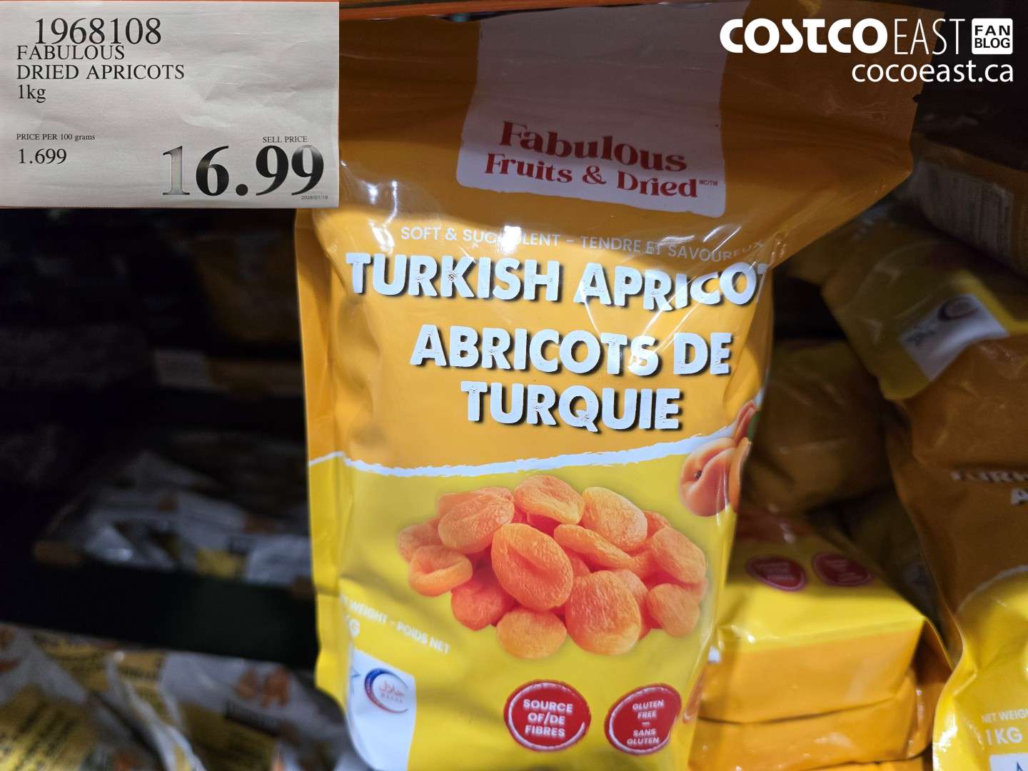1968108 FABULOUS DRIED APRICOTS 1KG $16.99