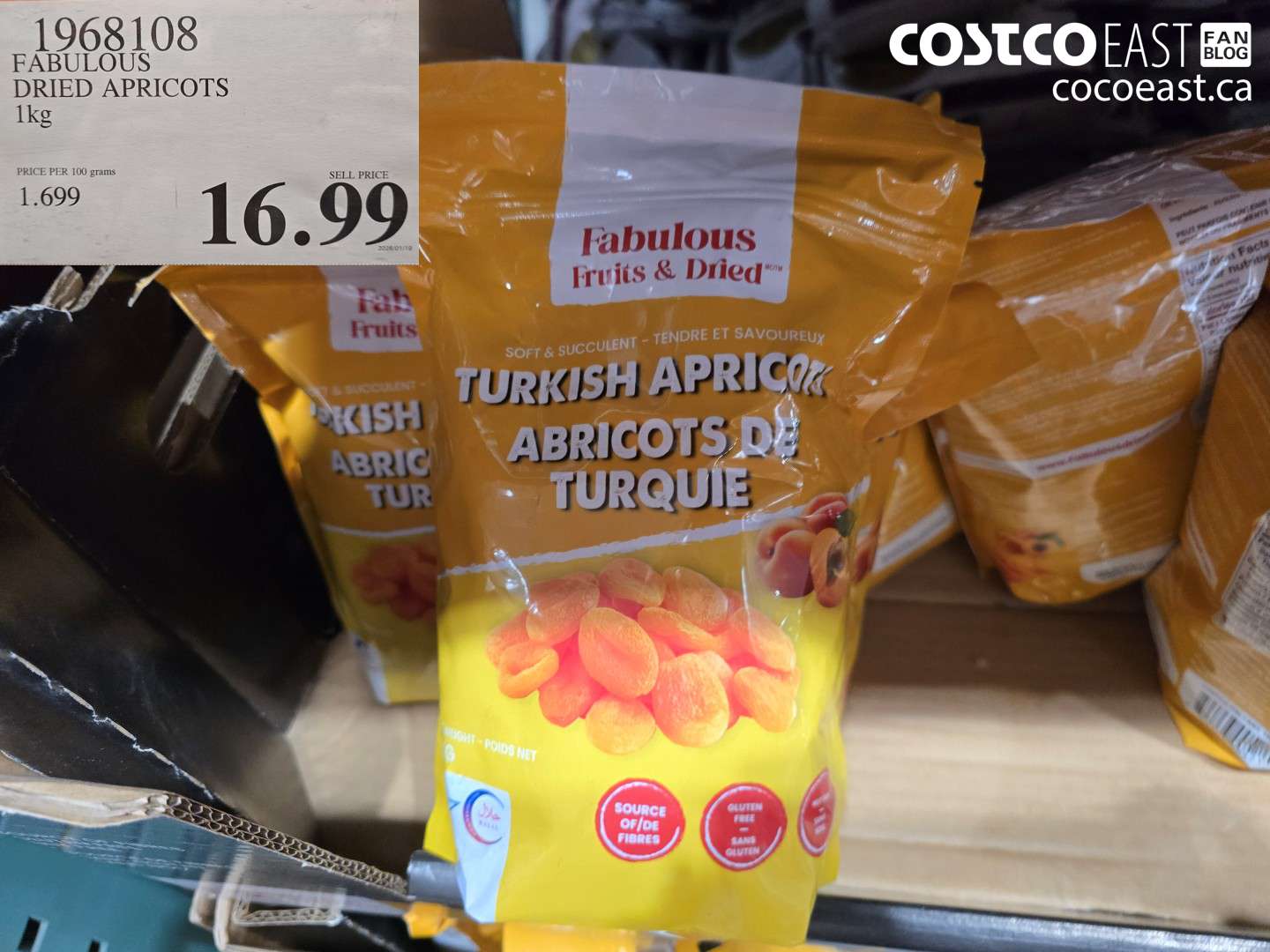 1968108 FABULOUS DRIED APRICOTS 1KG $16.99