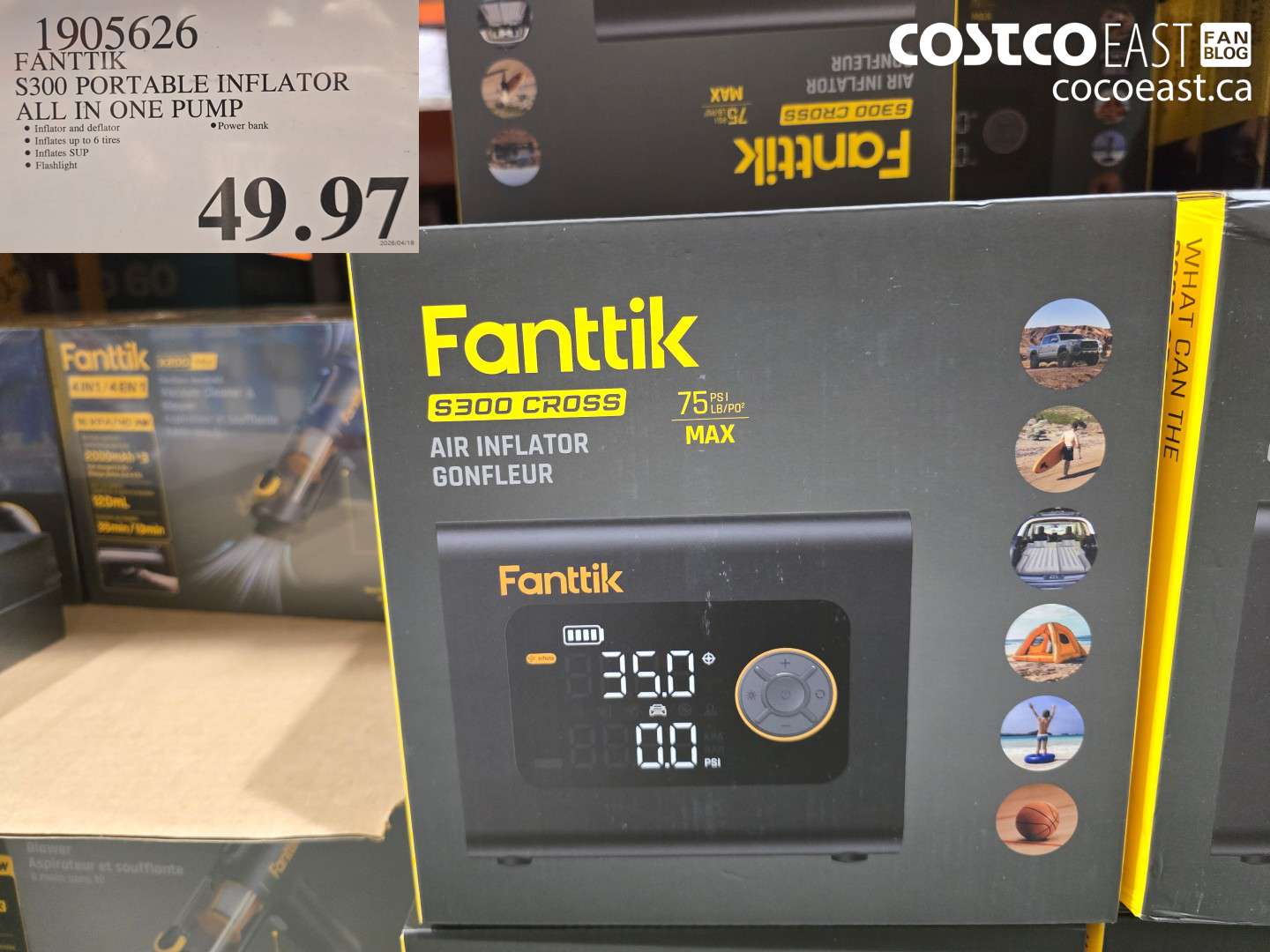1905626 FANTTIK S300 PORTABLE INFLATOR ALL IN ONE PUMP $49.97