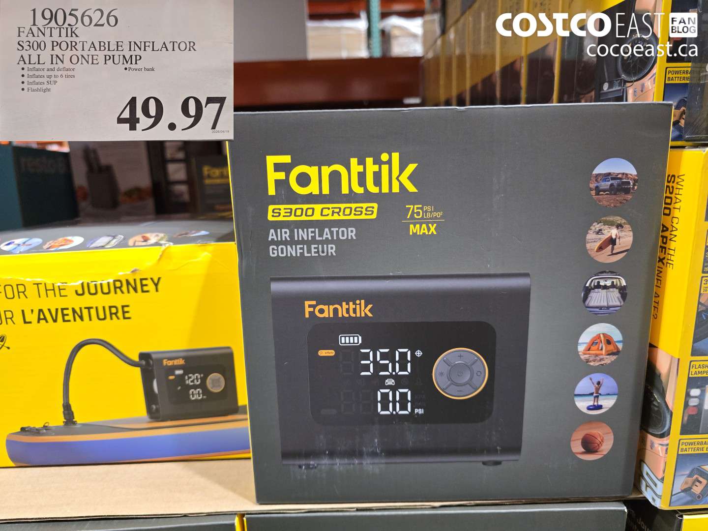 1905626 FANTTIK S300 PORTABLE INFLATOR ALL IN ONE PUMP $49.97