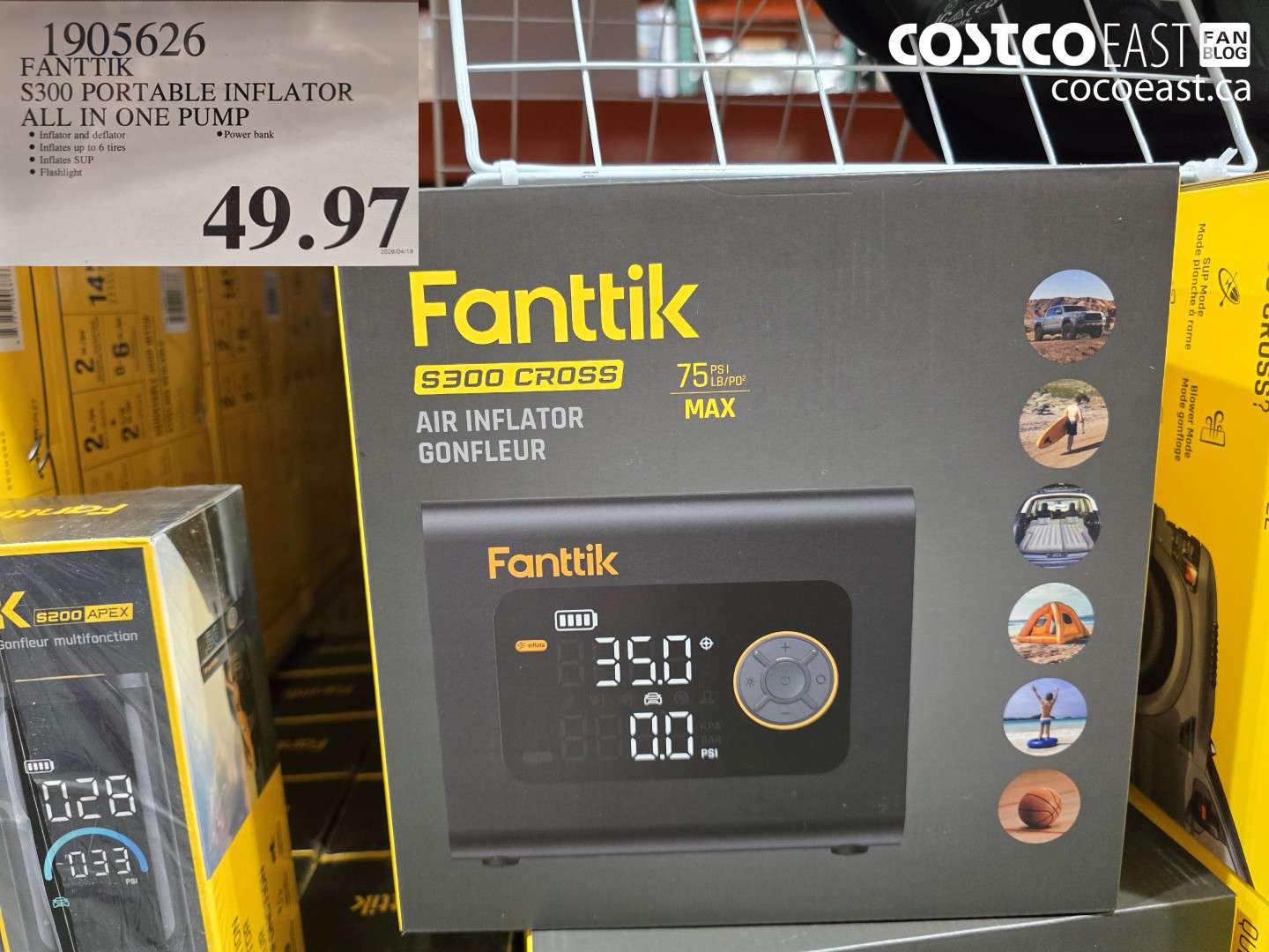 1905626 FANTTIK S300 PORTABLE INFLATOR ALL IN ONE PUMP $49.97