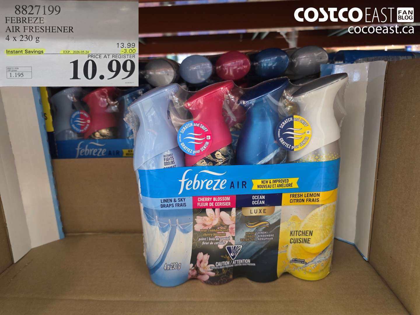 8827199 FEBREZE AIR FRESHENER 4 X 230 G ($3.00 INSTANT SAVINGS EXPIRES ON 2026-05-24) $10.99