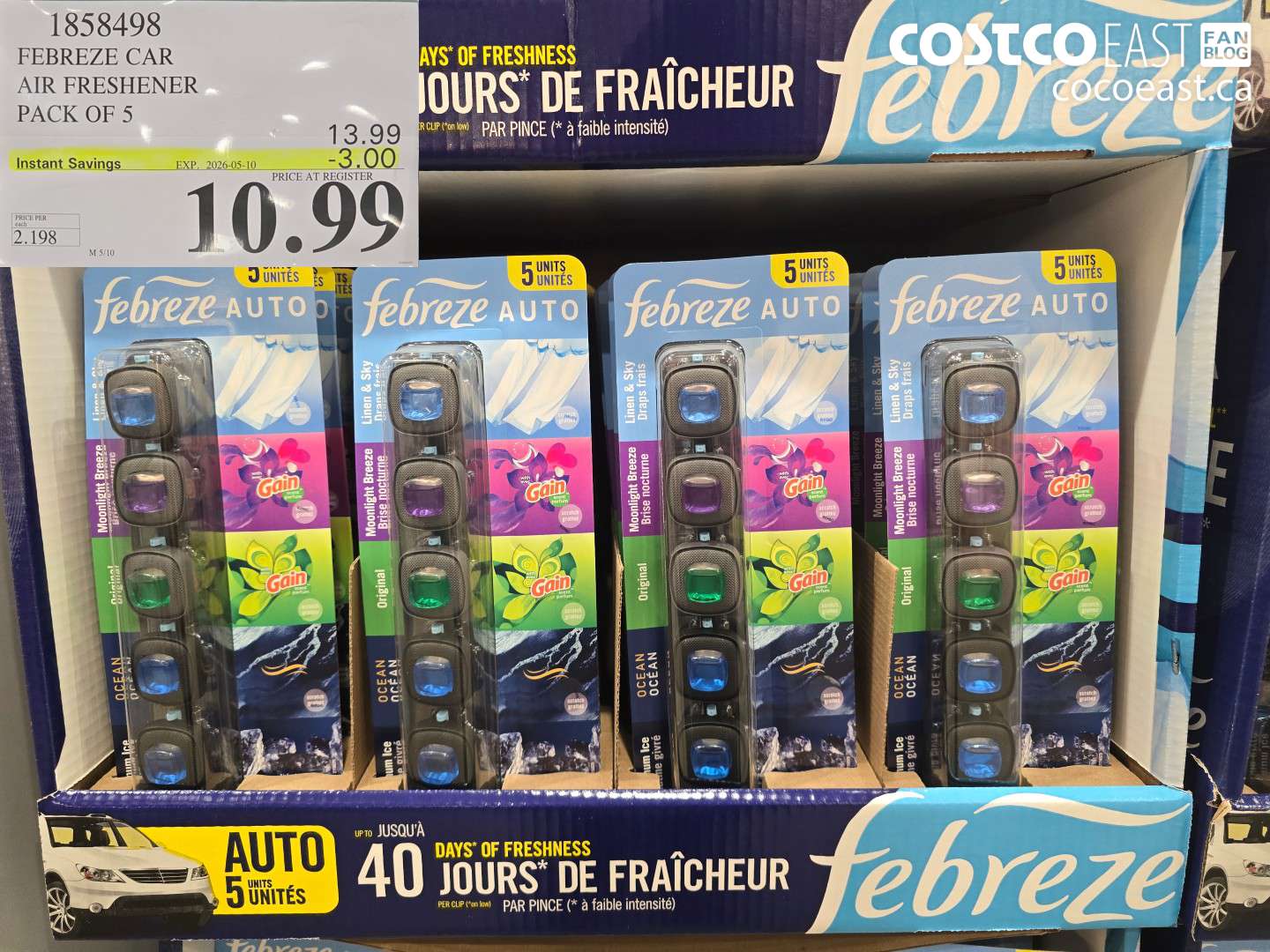 1858498 FEBREZE CAR AIR FRESHENER PACK OF 5 ($3.00 INSTANT SAVINGS EXPIRES ON 2026-05-10) $10.99