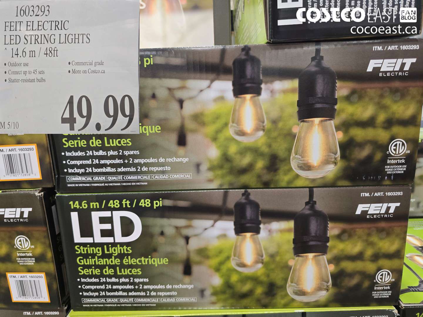 1603293 FEIT ELECTRIC LED STRING LIGHTS 14.6 M / 48FT $49.99