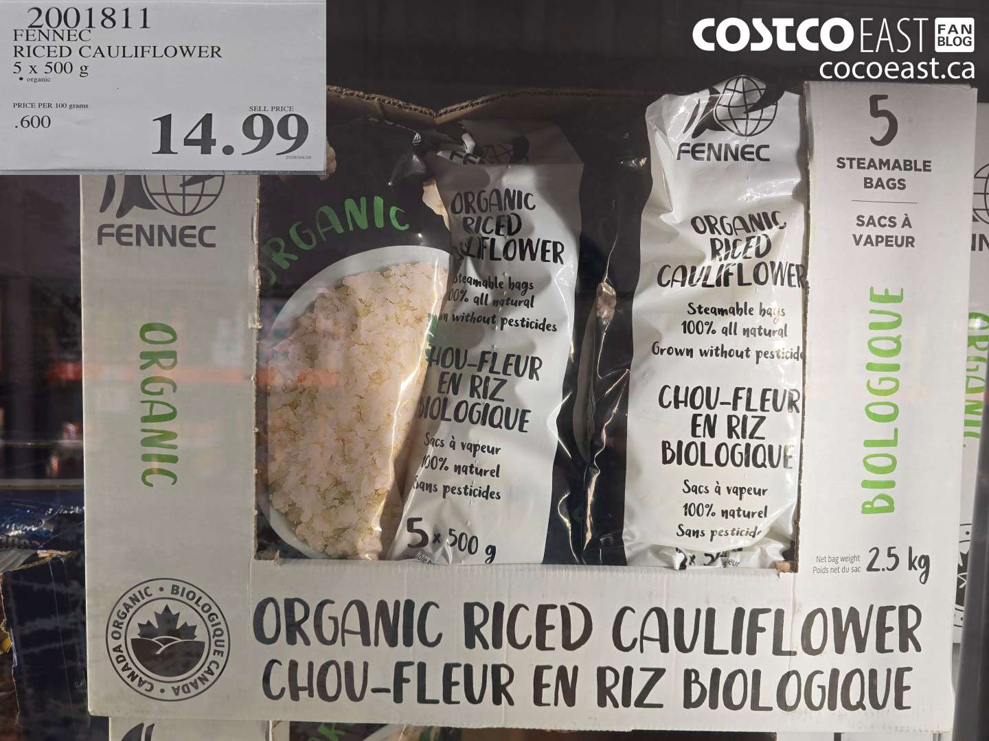 2001811 FENNEC RICED CAULIFLOWER 5 X 500 G $14.99