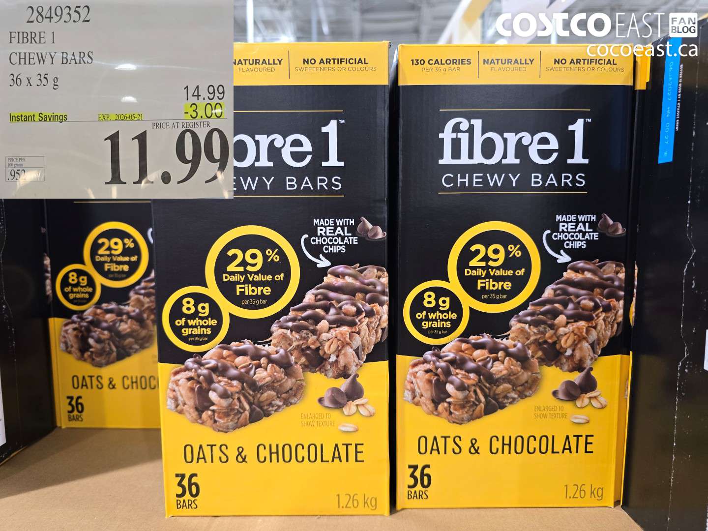 2849352 FIBRE 1 CHEWY BARS 36 X 35 G ($3.00 INSTANT SAVINGS EXPIRES ON 2026-05-21) $11.99