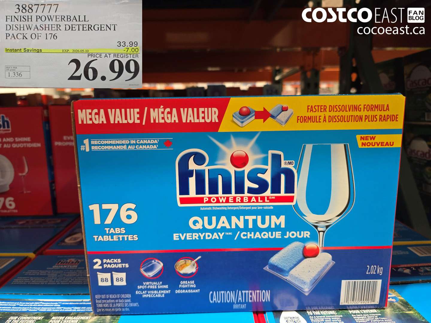 3887777 FINISH POWERBALL DISHWASHER DETERGENT PACK OF 176 ($7.00 INSTANT SAVINGS EXPIRES ON 2026-05-10) $26.99