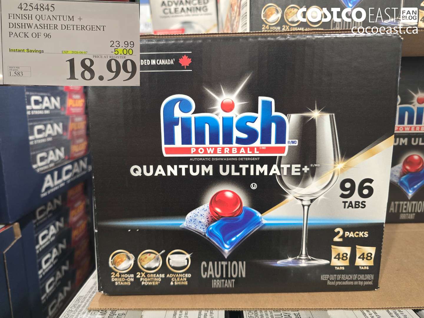 4254845 FINISH QUANTUM + DISHWASHER DETERGENT PACK OF 96 ($5.00 INSTANT SAVINGS EXPIRES ON 2026-06-07) $18.99