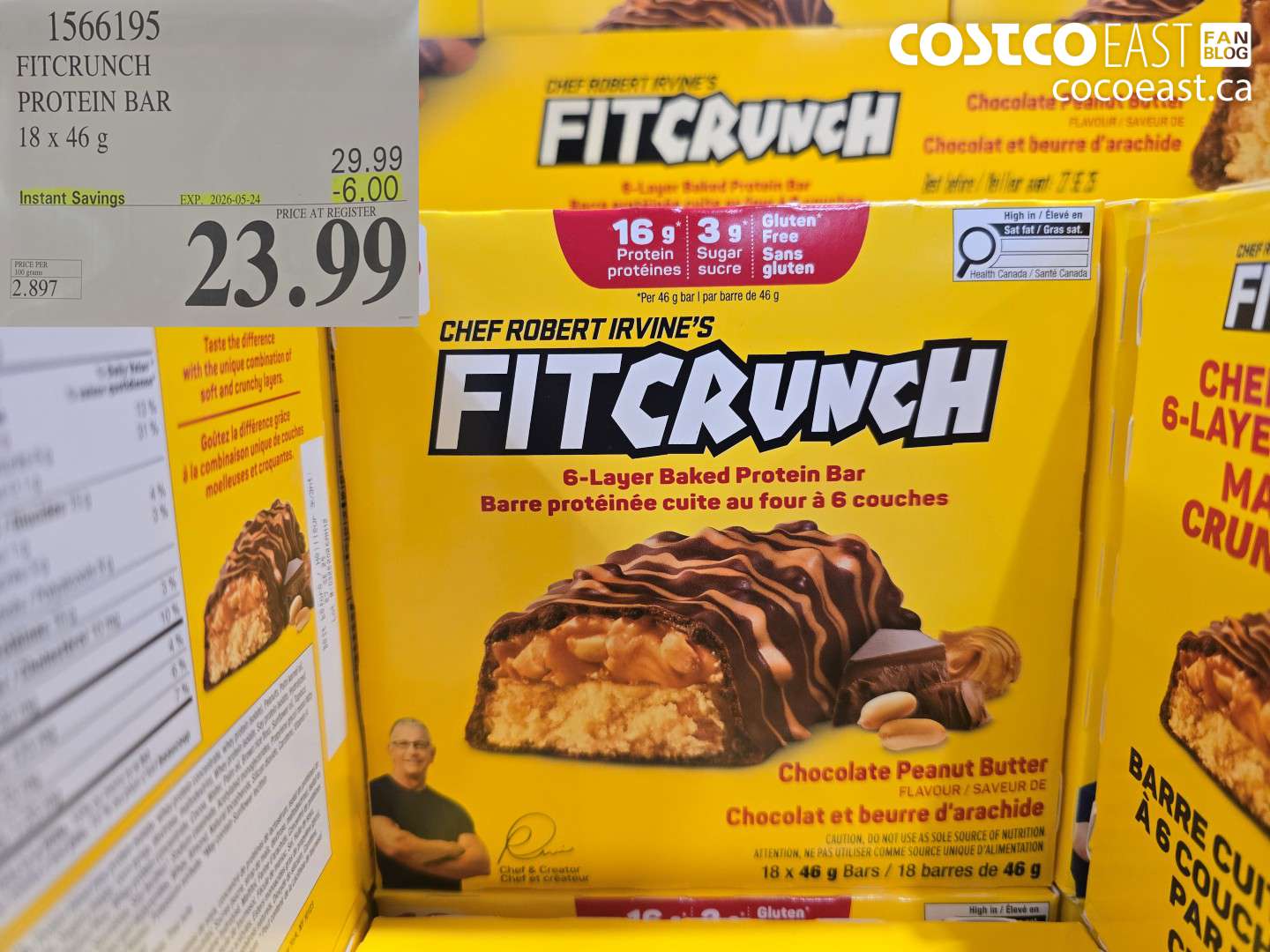 1566195 FITCRUNCH PROTEIN BAR 18 X 46 G ($6.00 INSTANT SAVINGS EXPIRES ON 2026-05-24) $23.99