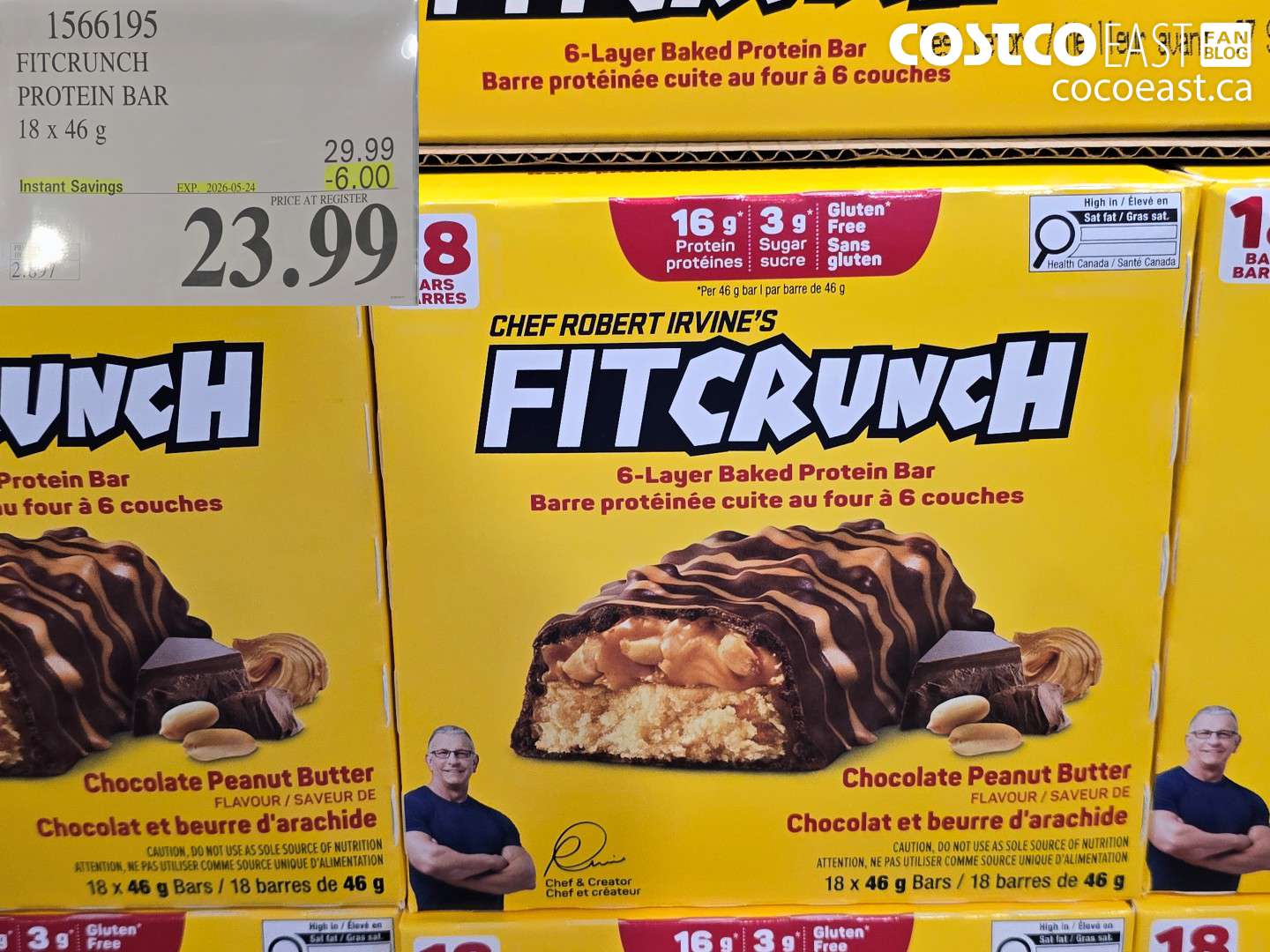 1566195 FITCRUNCH PROTEIN BAR 18 X 46 G ($6.00 INSTANT SAVINGS EXPIRES ON 2026-05-24) $23.99