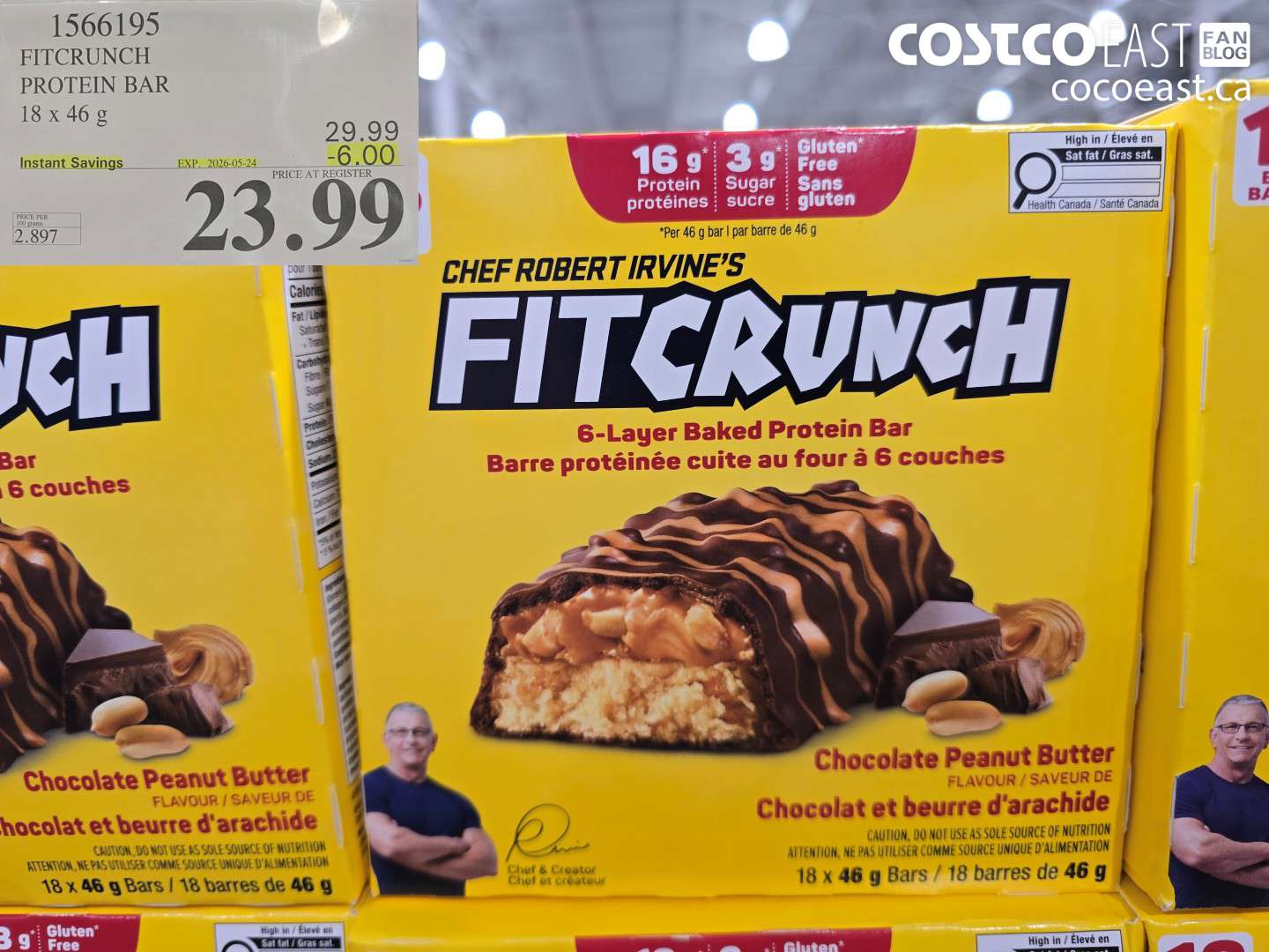 1566195 FITCRUNCH PROTEIN BAR 18 X 46 G ($6.00 INSTANT SAVINGS EXPIRES ON 2026-05-24) $23.99