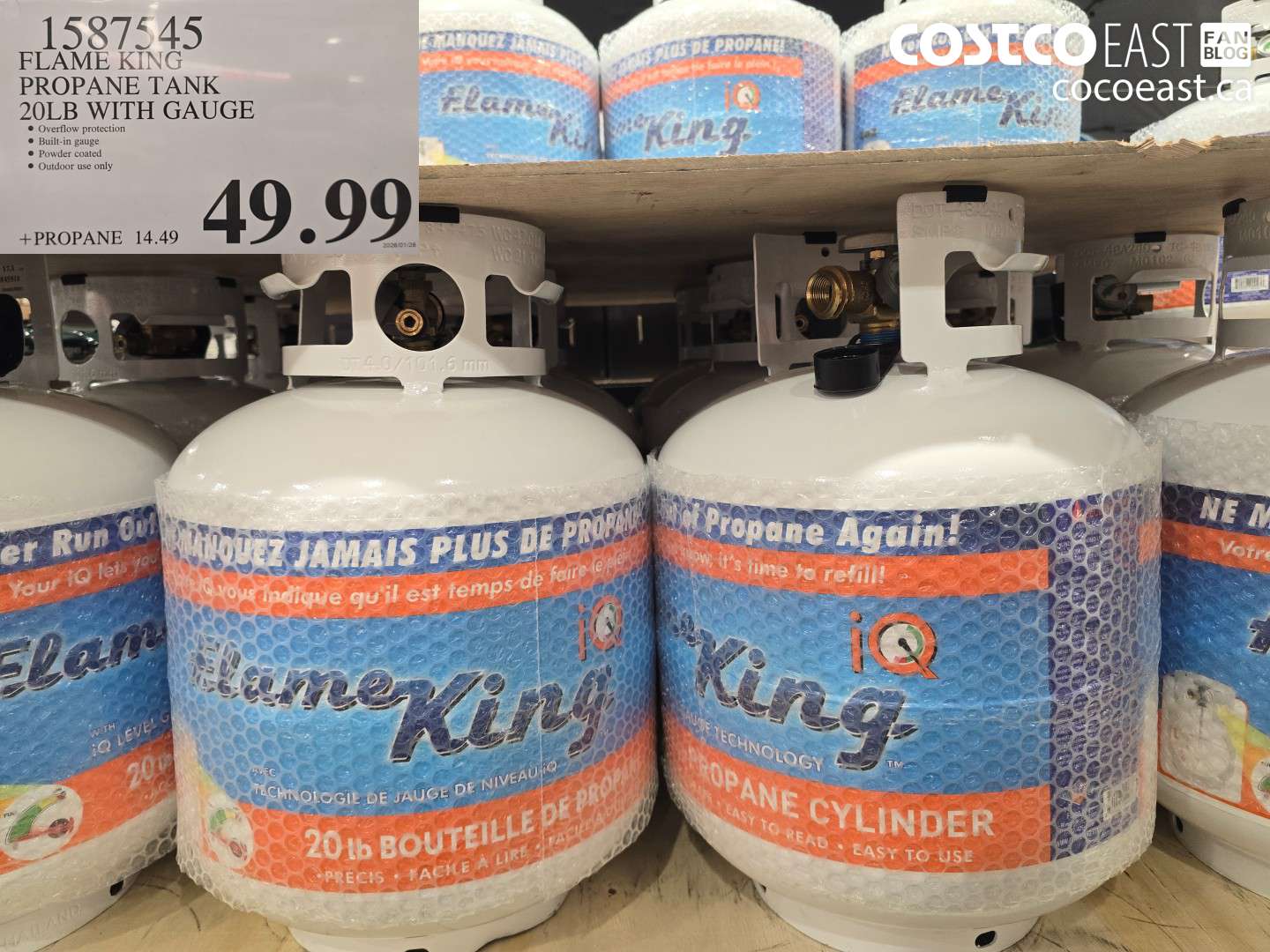 1587545 FLAME KING PROPANE TANK 20LB WITH GAUGE $49.99