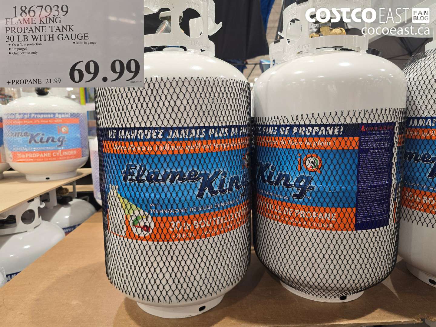 1867939 FLAME KING PROPANE TANK 30 LB WITH GAUGE $69.99
