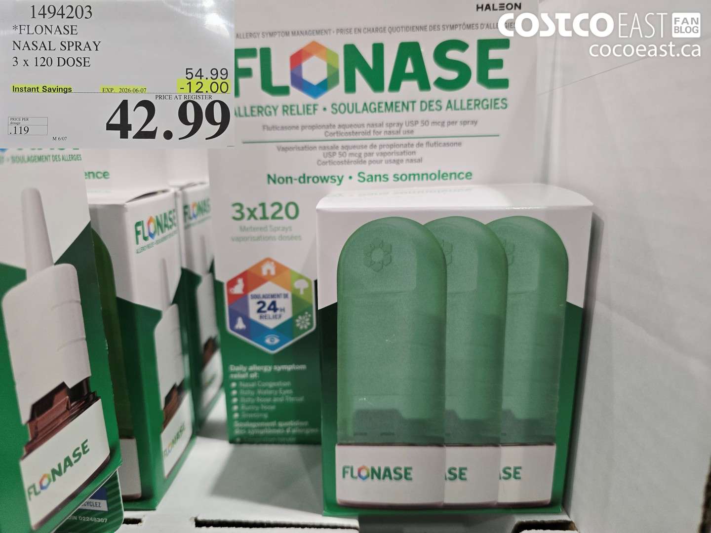 1494203 FLONASE NASAL SPRAY 3 X 120 DOSE ($12.00 INSTANT SAVINGS EXPIRES ON 2026-06-07) $42.99