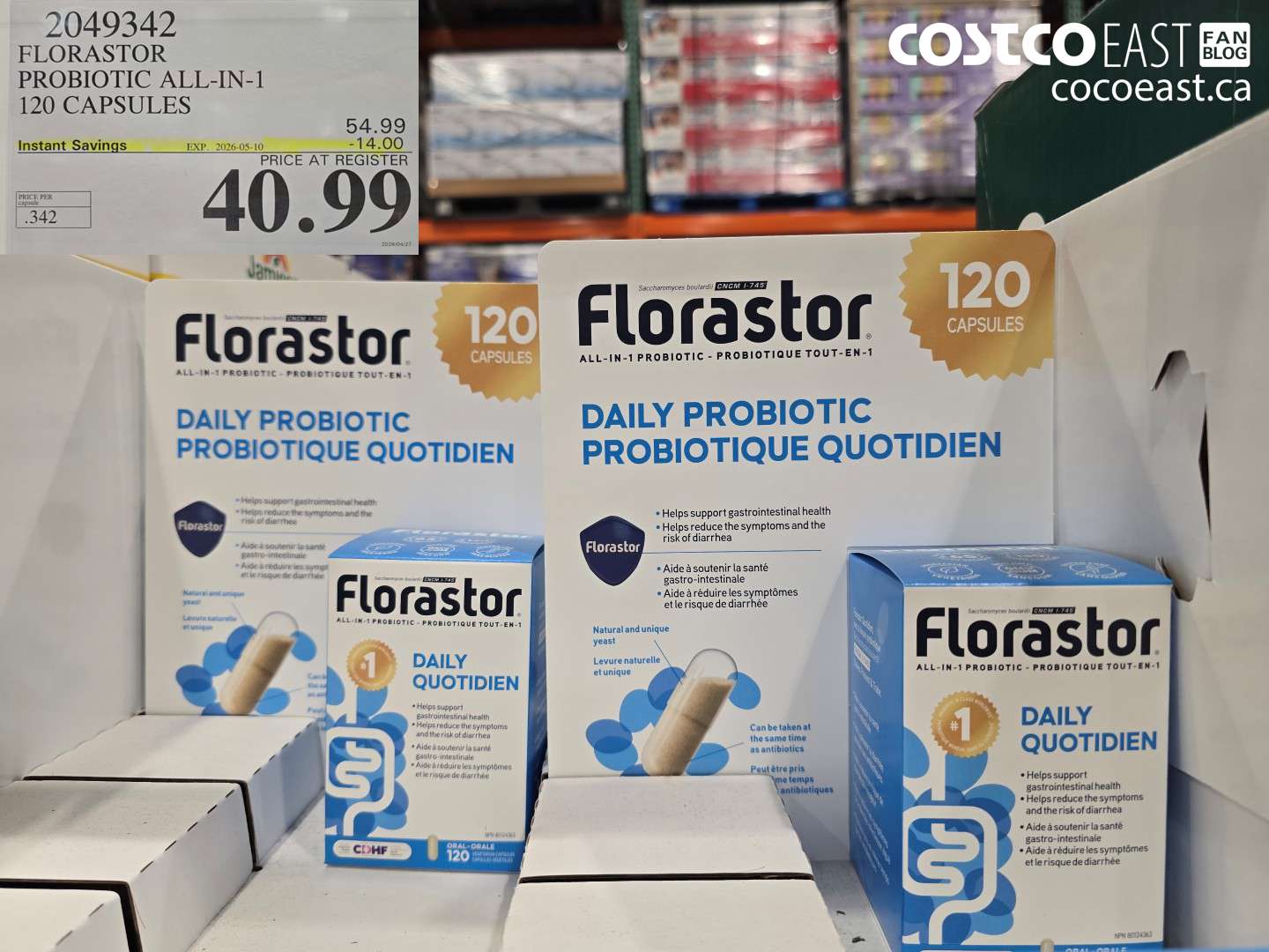 2049342 FLORASTOR PROBIOTIC ALL-IN-1 120 CAPSULES ($14.00 INSTANT SAVINGS EXPIRES ON 2026-05-10) $40.99