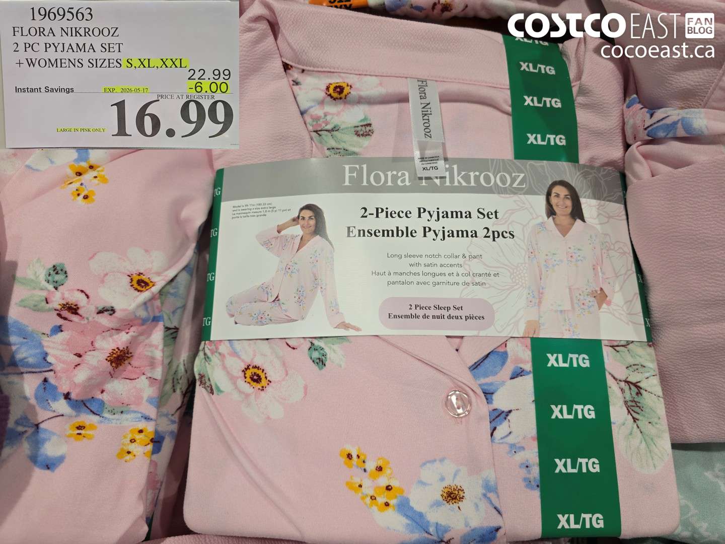 1969563 FLORA NIKROOZ 2 PC PYJAMA SET WOMENS SIZES S, XL, XXL ($6.00 INSTANT SAVINGS EXPIRES ON 2026-05-17) $16.99
