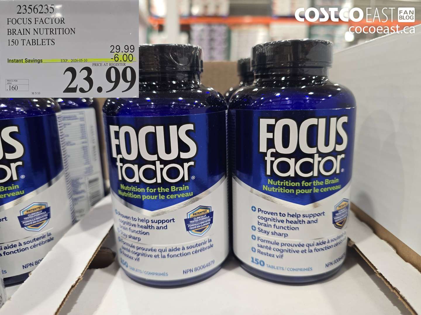 2356235 FOCUS FACTOR BRAIN NUTRITION 150 TABLETS ($6.00 INSTANT SAVINGS EXPIRES ON 2026-05-10) $23.99