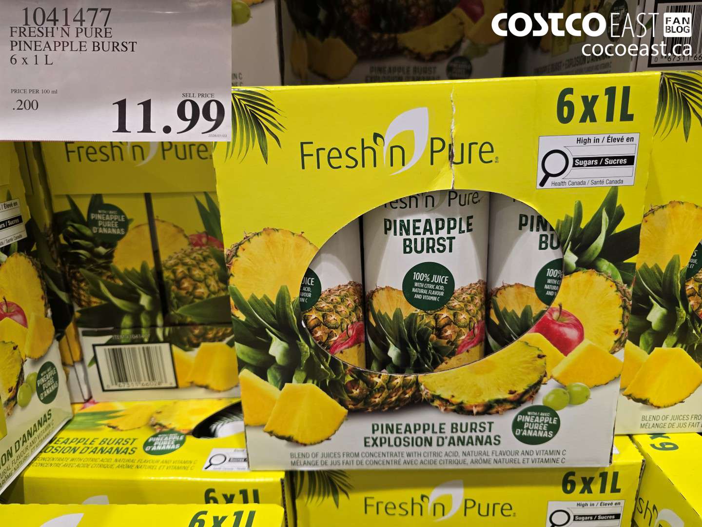 1041477 FRESH'N PURE PINEAPPLE BURST 6 X 1 L $11.99