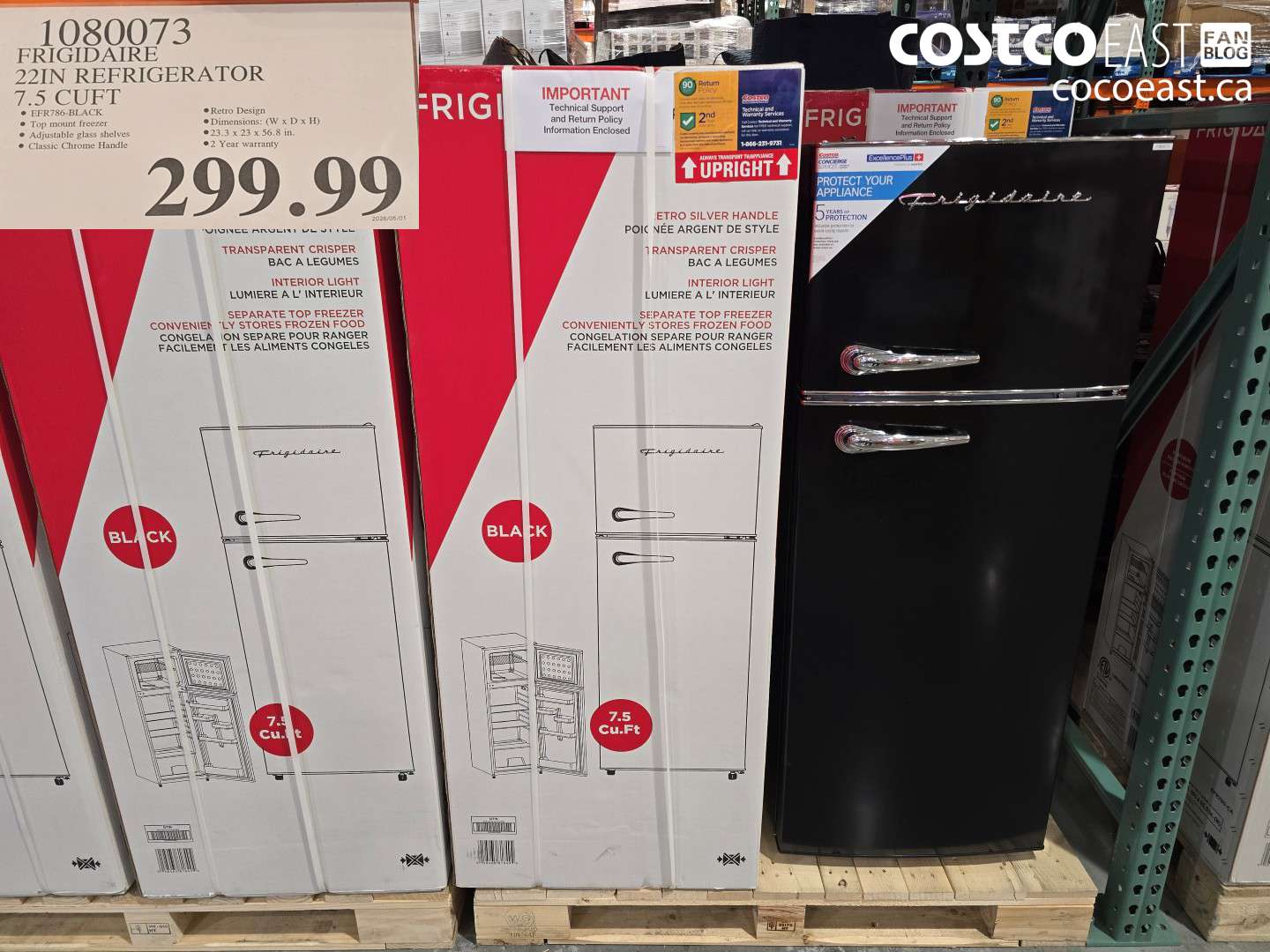 1080073 FRIGIDAIRE 22IN REFRIGERATOR 7.5 CUFT $299.99