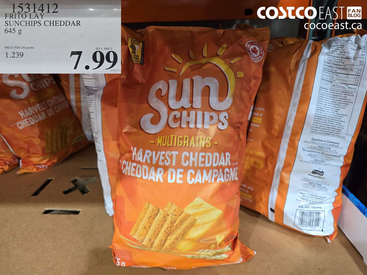 1531412 FRITO LAY SUNCHIPS CHEDDAR 645 G $7.99