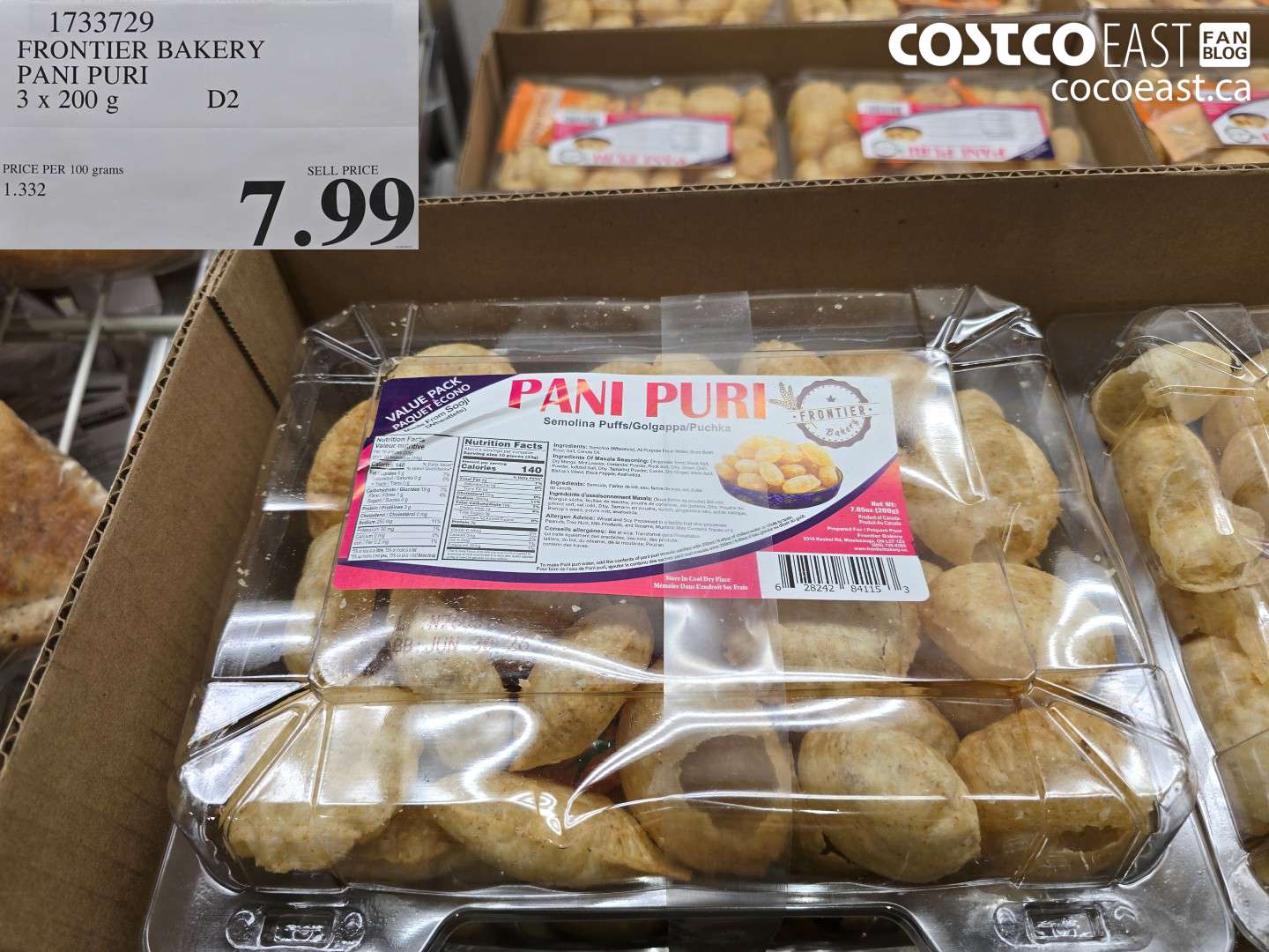 1733729 FRONTIER BAKERY PANI PURI 3 X 200 G $7.99