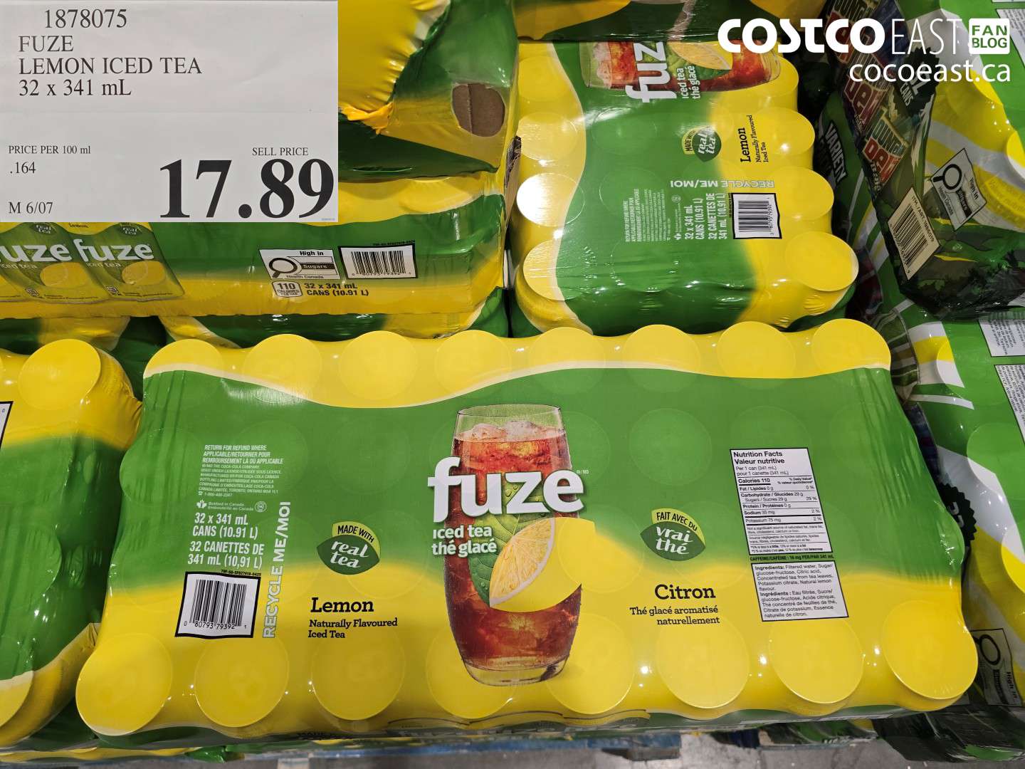 1878075 FUZE LEMON ICED TEA 32 X 341 ML $17.89
