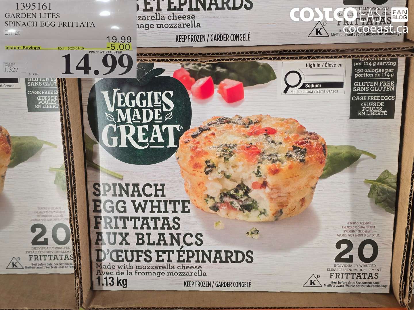 1395161 GARDEN LITES SPINACH EGG FRITTATA 20 CT ($5.00 INSTANT SAVINGS EXPIRES ON 2026-05-10) $14.99