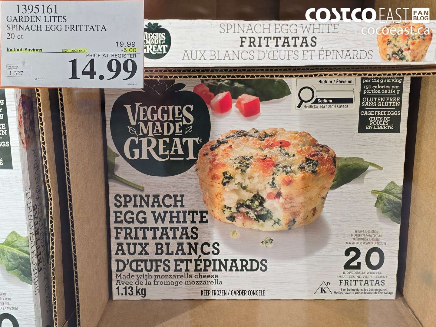 1395161 GARDEN LITES SPINACH EGG FRITTATA 20 CT ($5.00 INSTANT SAVINGS EXPIRES ON 2026-05-10) $14.99